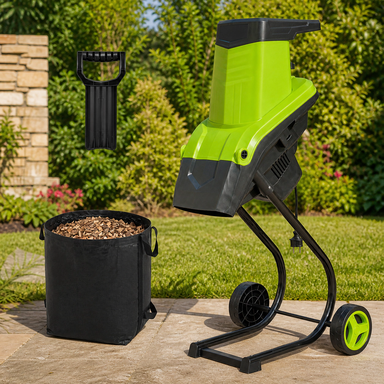 SUGIFT 15-Amp Electric Wood Chipper Shredder Mulcher with 1.8-in Max Cut and 13.2-gal Collection Bag