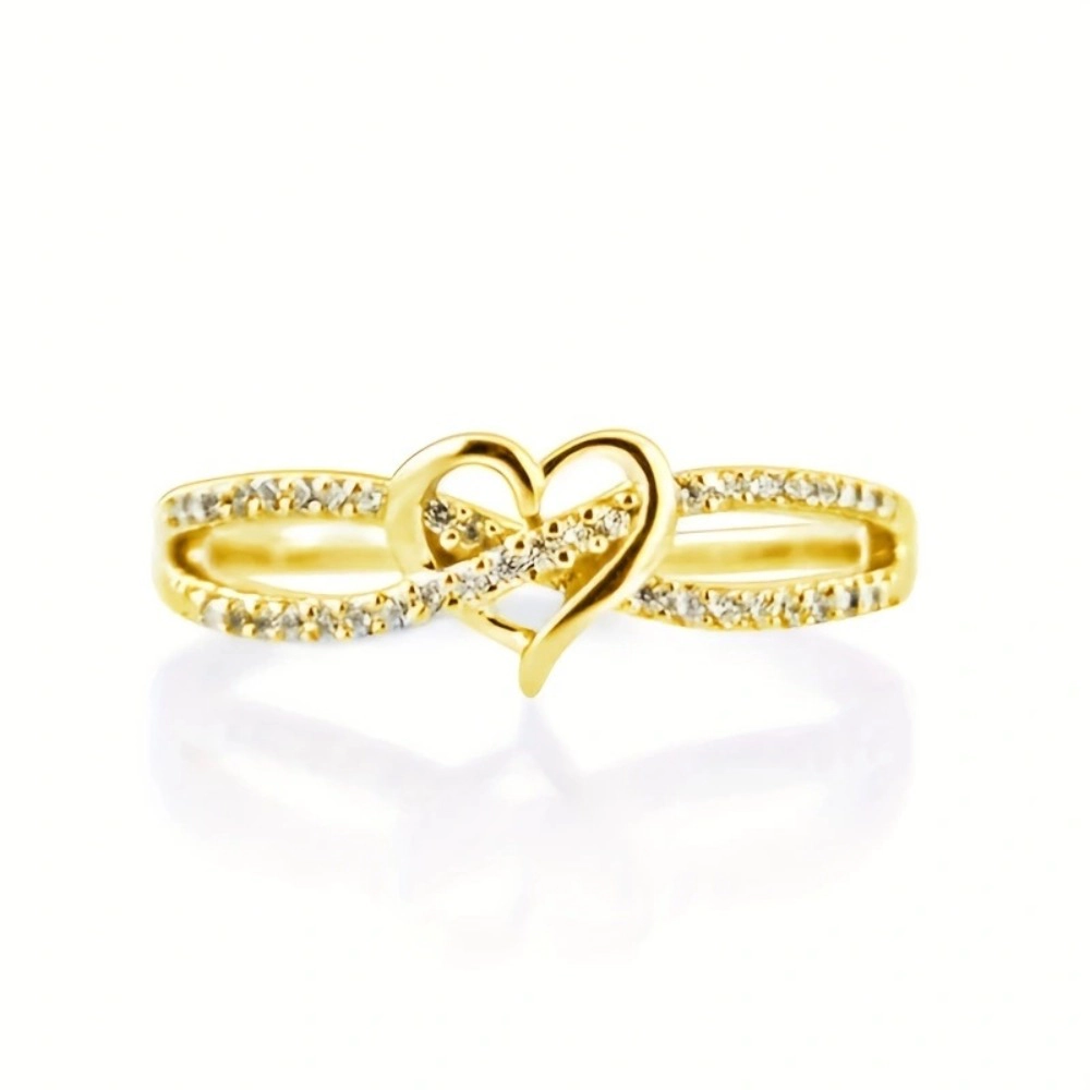 Women's Infinity Heart Twist Ring Pave Cubic Zirconia Promise