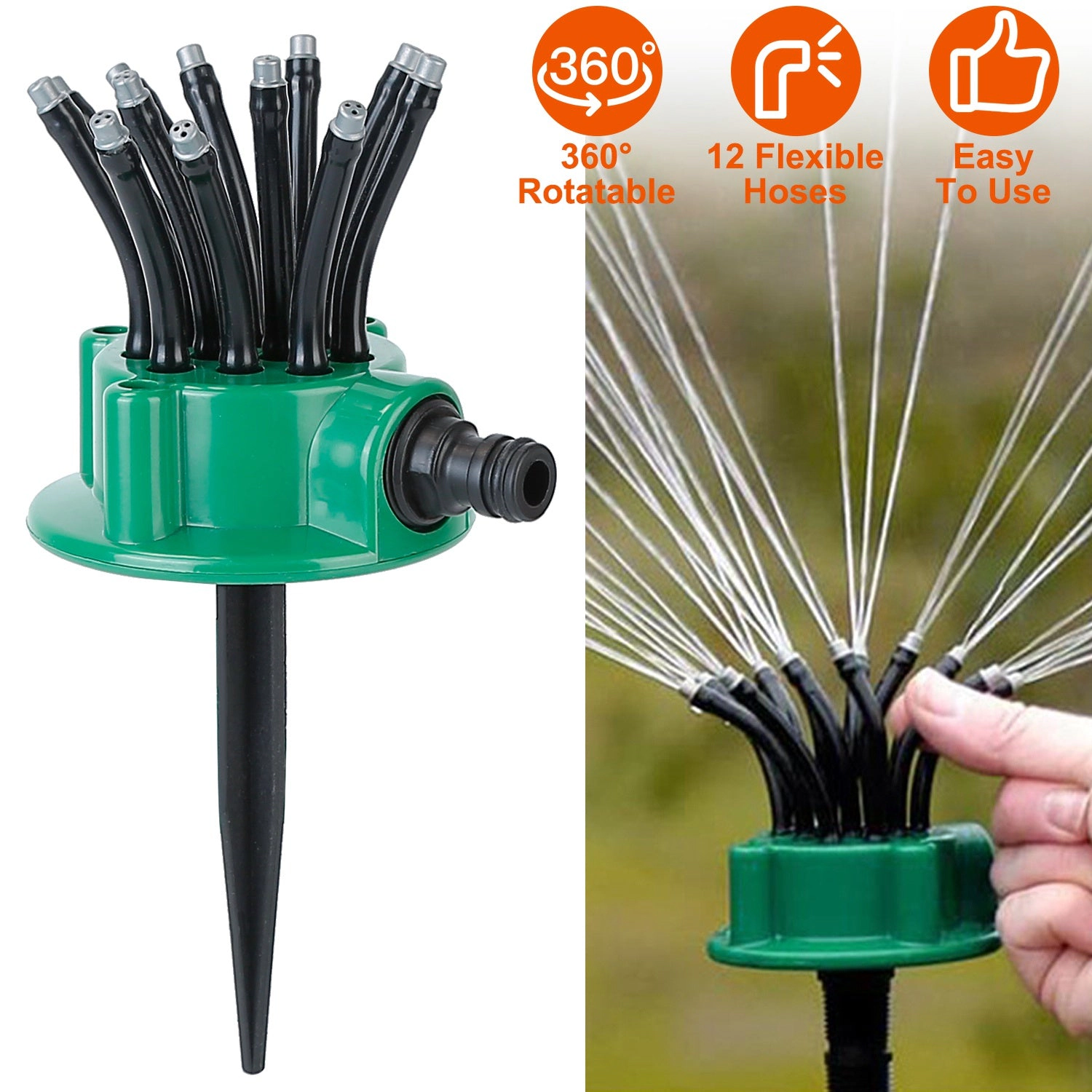 GBruno 360-Degree 12-Tube Lawn Sprinkler