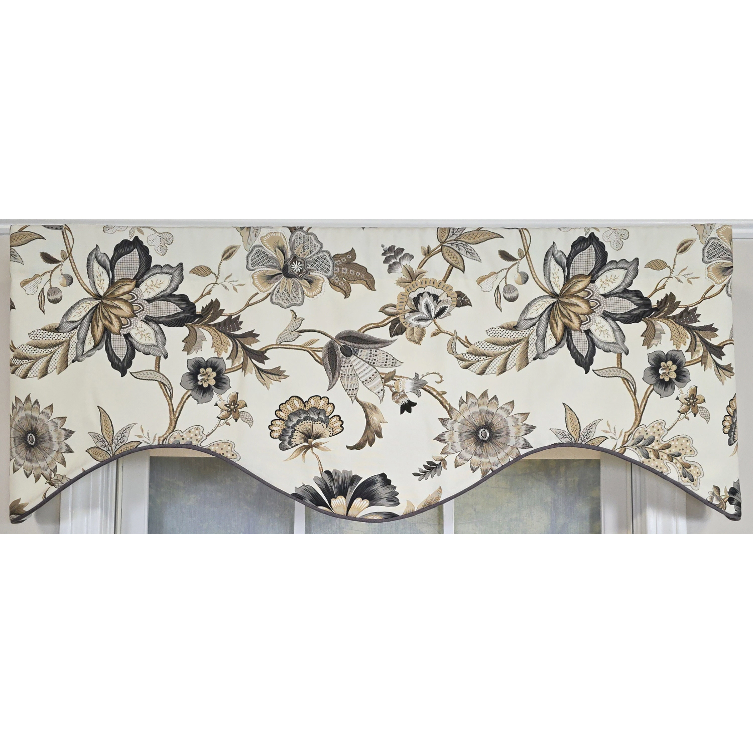RLF Home 100% Cotton Avain Glory  Fully lined Windows Rod Pocket Valance 50" x 16"  Gray