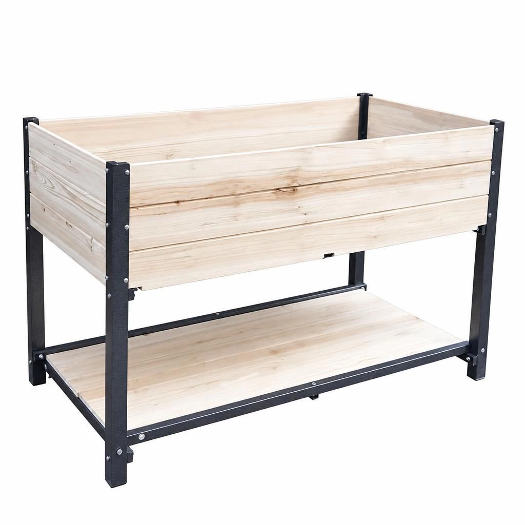 WOW PIONEER Solid Wood Rectangular Raised Planter for Patio Yard Balcony Backyard Garden