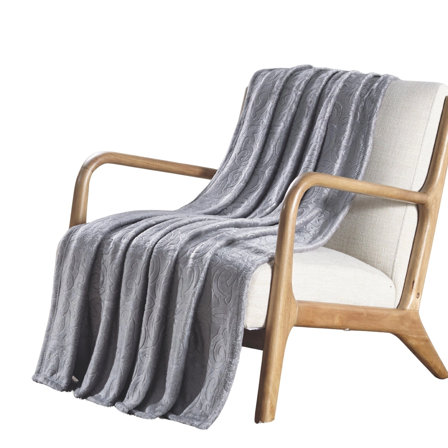 Plazatex Dama Embossed Decorative Super Soft Throw Blanket for Sleep/Decor 2 Pack 50" x 60" Grey