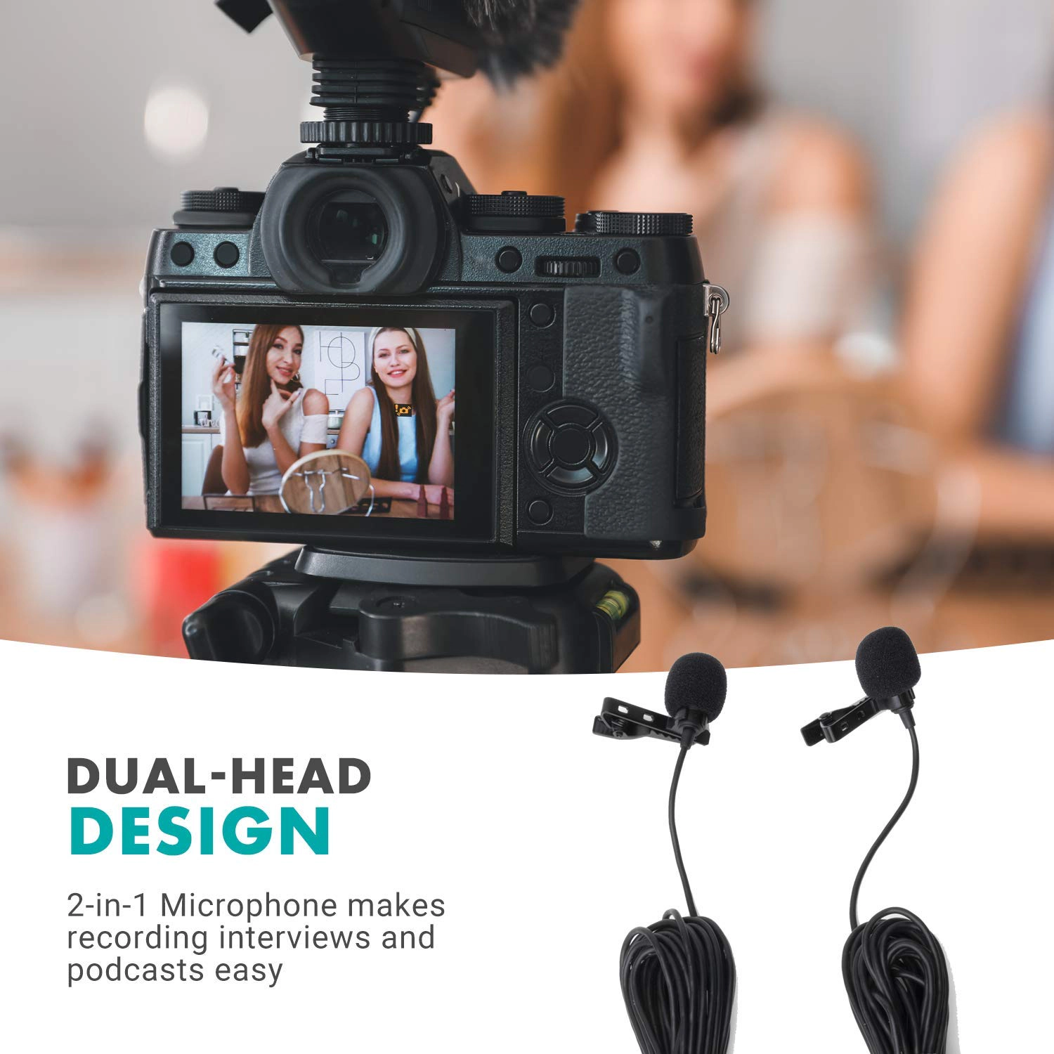 Movo uLav-L-Duo Digital Dual iPhone 15/16 Lavalier Omnidirectional Clip on Microphone with USB-C Connector Compatible