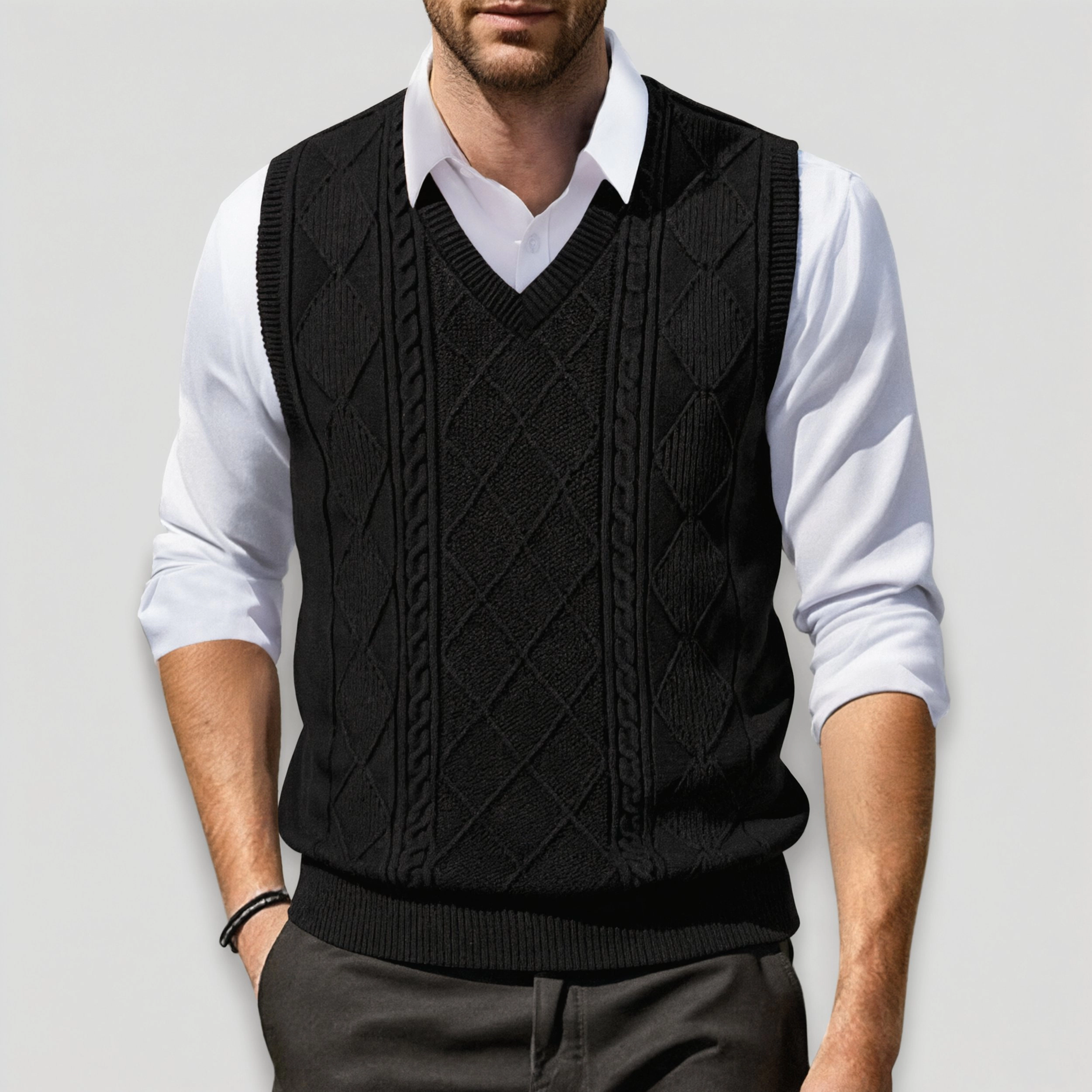 COOFANDY Men's Regular Fit V Neck Sleeveless Knit Sweater Vest