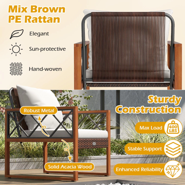 Hivvago 3 Pieces Patio Furniture Set With Tempered Glass Top Table And Soft Cushions