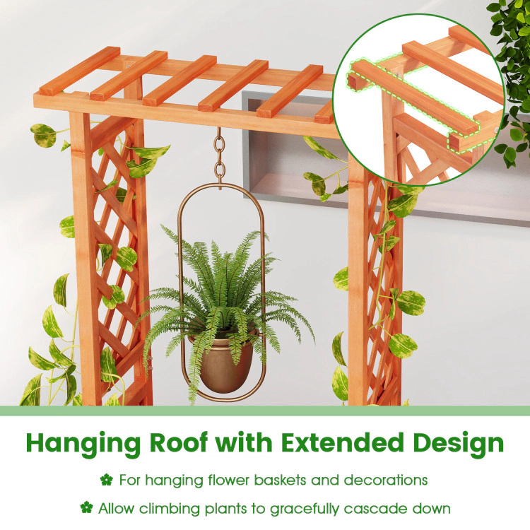 Hivvago Raised Garden Bed with Side Trellis and Hanging Roof and Drainage Hole-Orange