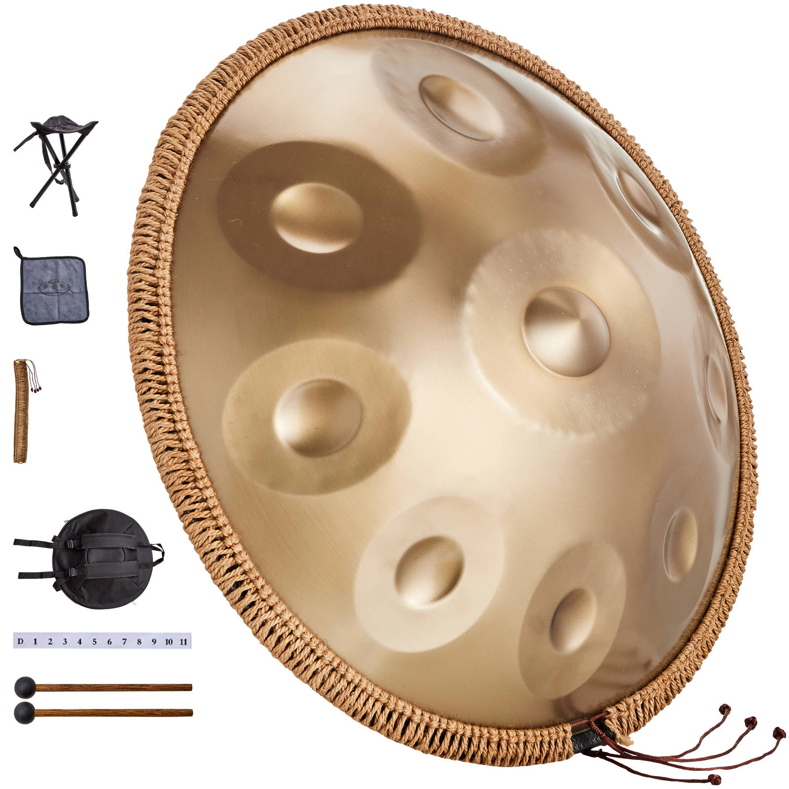 HONGGE Handpan Drum 22 in D Minor with Mallets, Stand & Carry Bag, Steel Healing Sound Percussion for Adults Beginners
