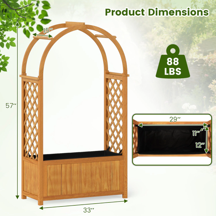 Hivvago Wooden Raised Garden Bed with Lattice Trellis and Arched Roof