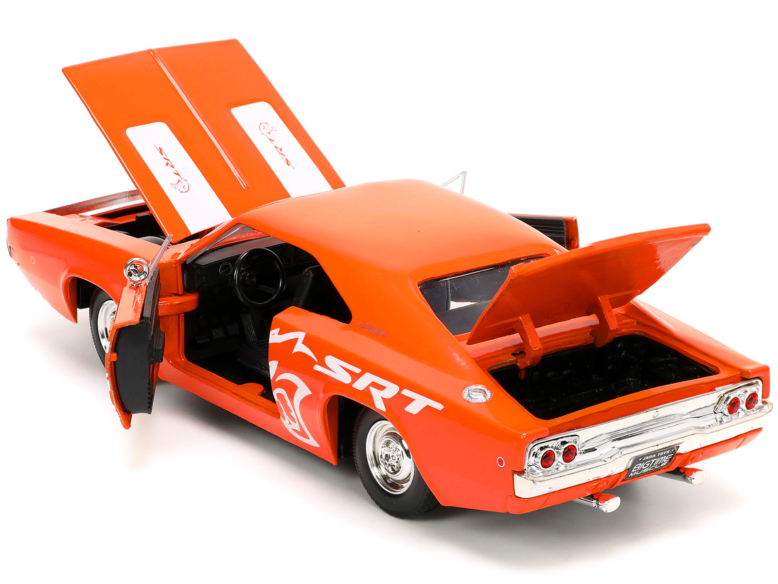 Jada 1968 Dodge Charger R/T Srt Orange With White Stripes And Graphics "Bigtime Muscle" Series 1/24 Diecast