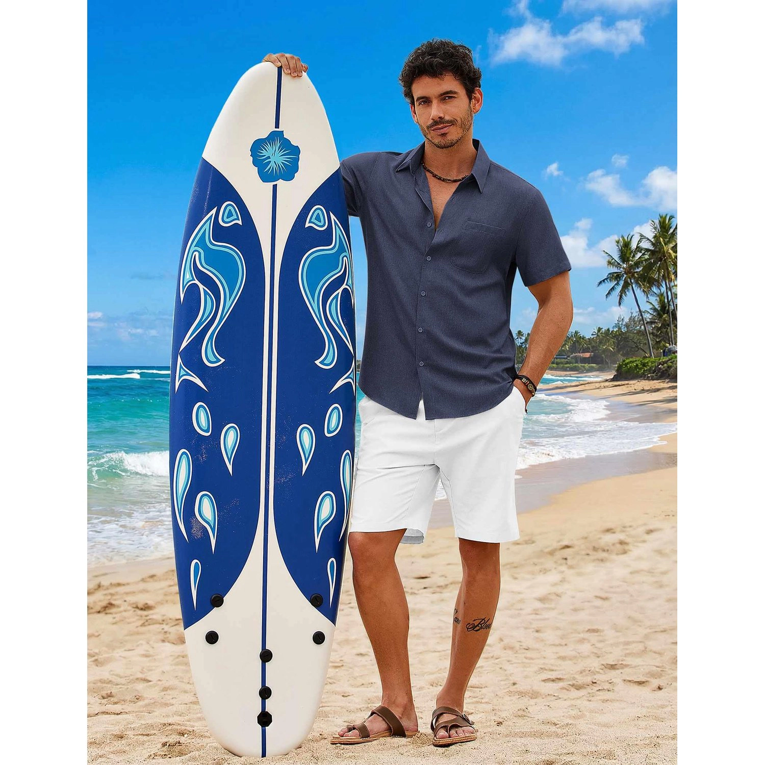COOFANDY Mens Casual Long Sleeve Shirts  V Neck Button Down Collared Tops