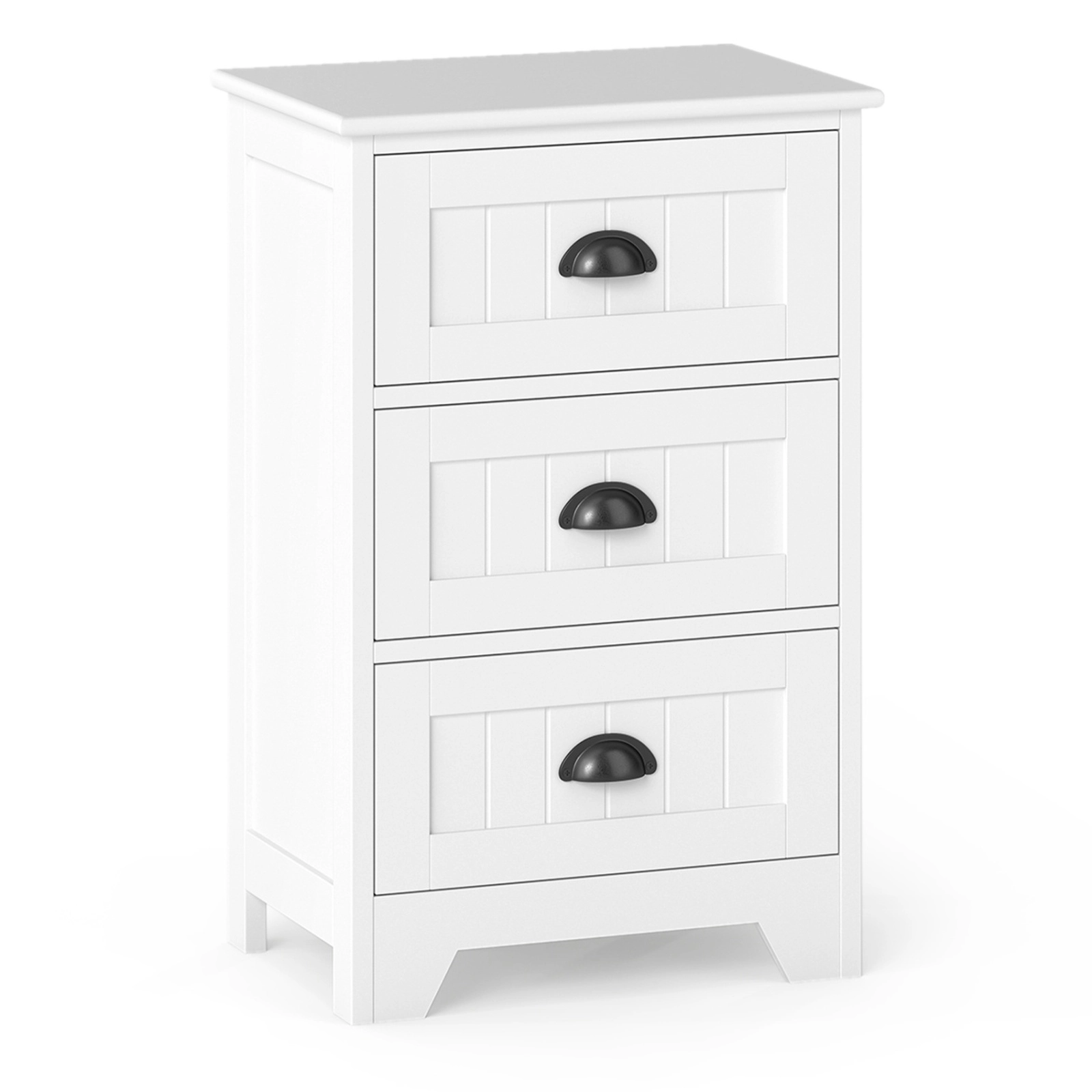 SUGIFT 3-Drawer MDF Nightstand with Storage End Table 88-lb Tabletop Capacity 20-lb Drawer Capacity 27-in Tall White