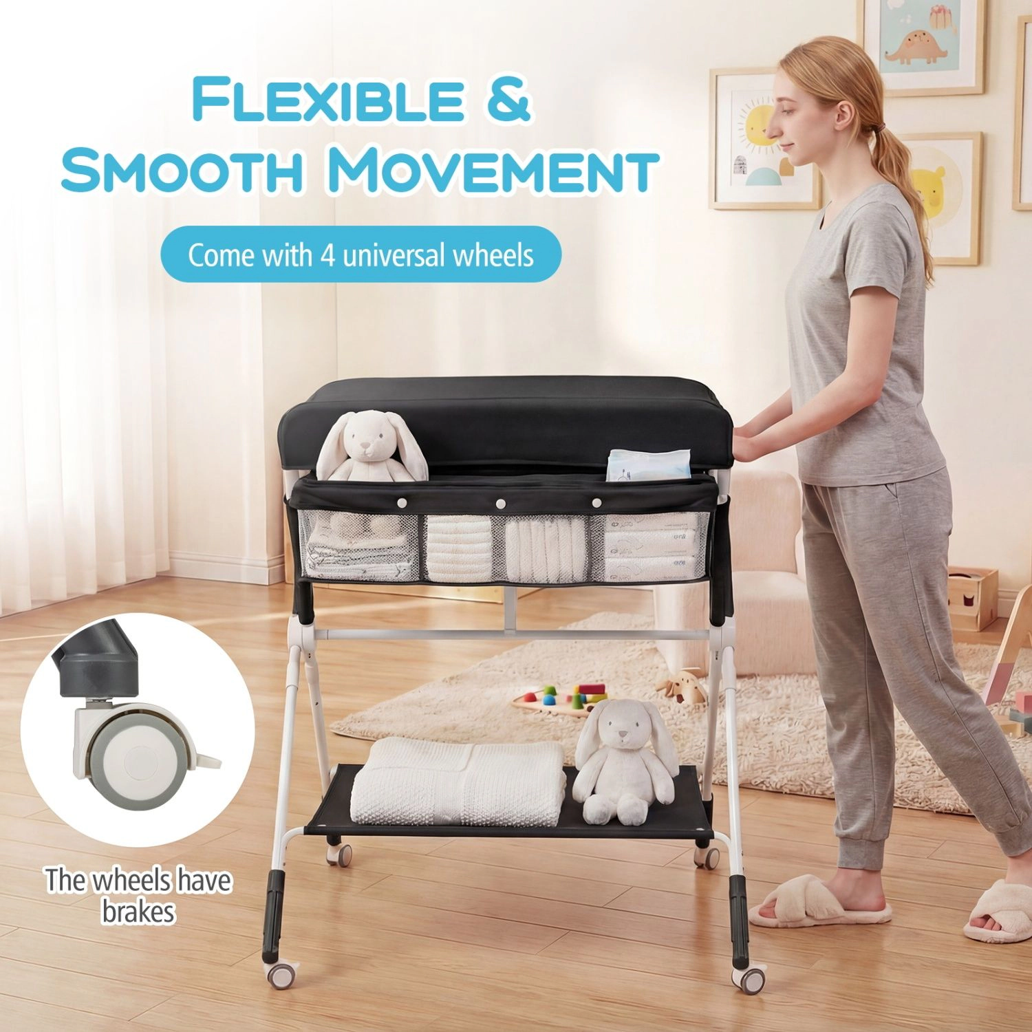 SlickBlue Adjustable Diaper Changing Station with Storage Shelf and Organizer