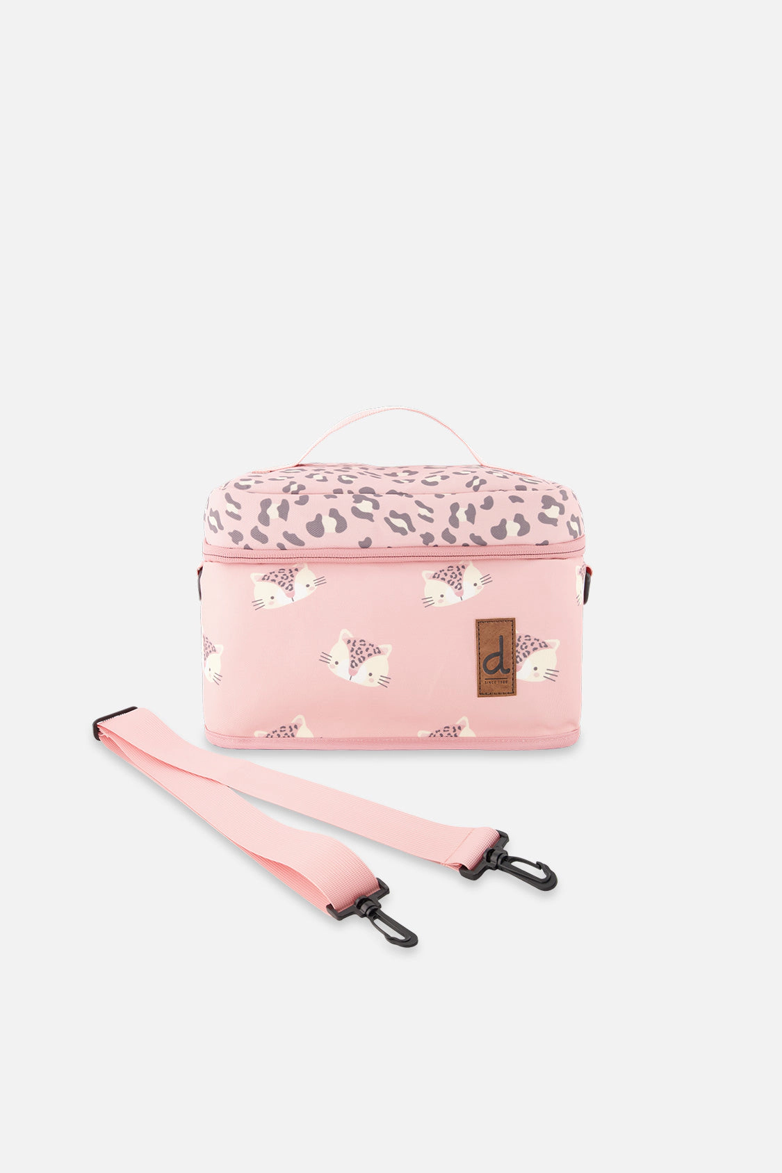 Deux par Deux Girls Insulated Leopard Print Lunch Box with Removable Shoulder Strap