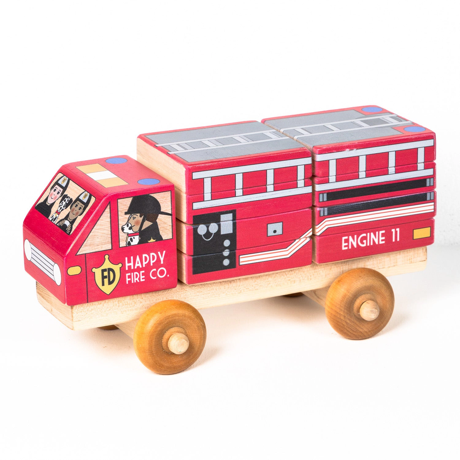 Miller Boys Vintage Toys Stackable Fire Truck Puzzle - Made in Canada, Non-Toxic Print