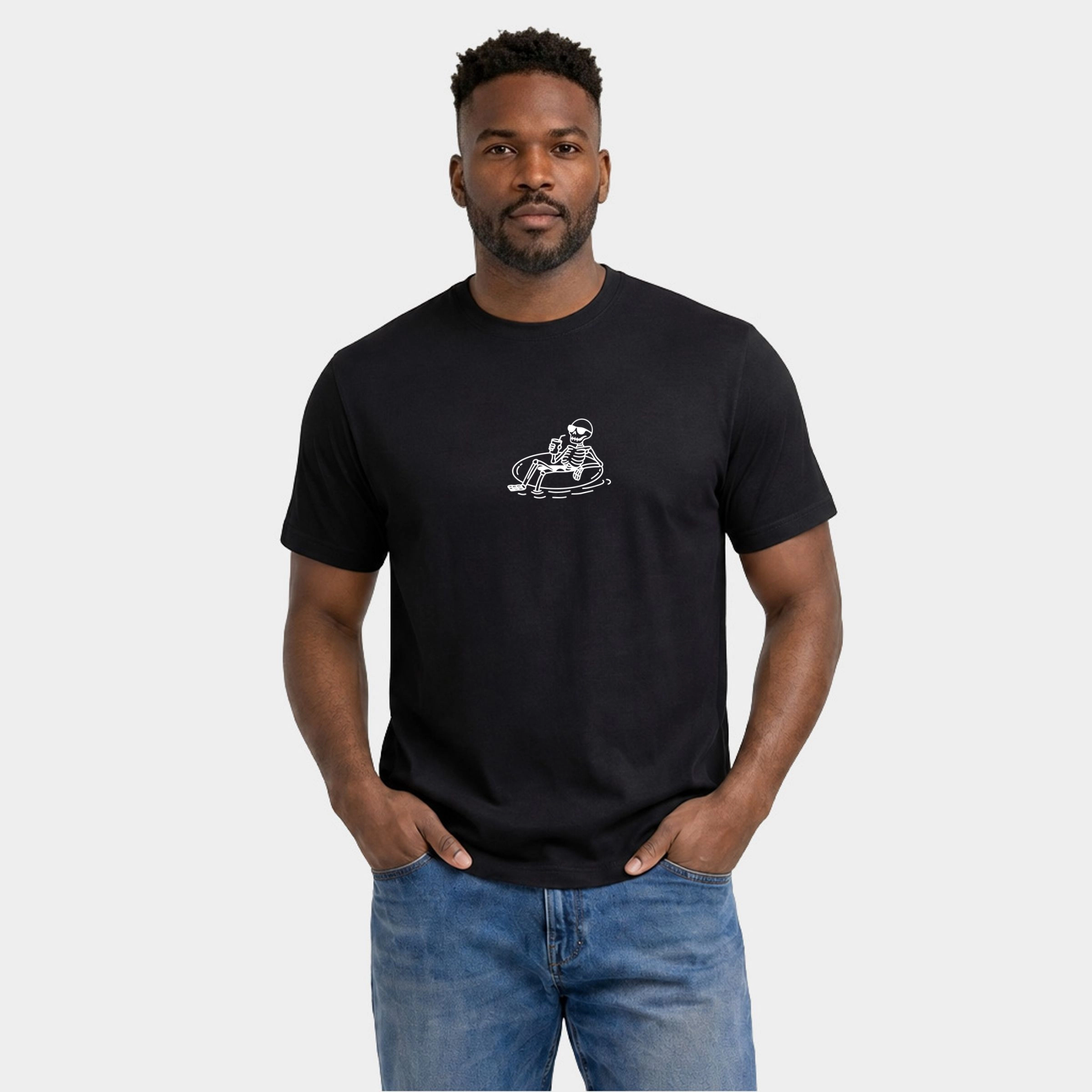 Simply Sage Market - Men's Garment Dyed Graphic T-Shirt Floating Skeleton