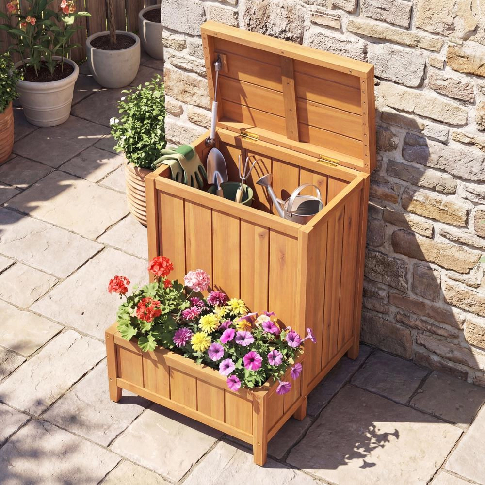 Hivvago Package Delivery Box with Planter Box for Pool Accessories and Garden Tools