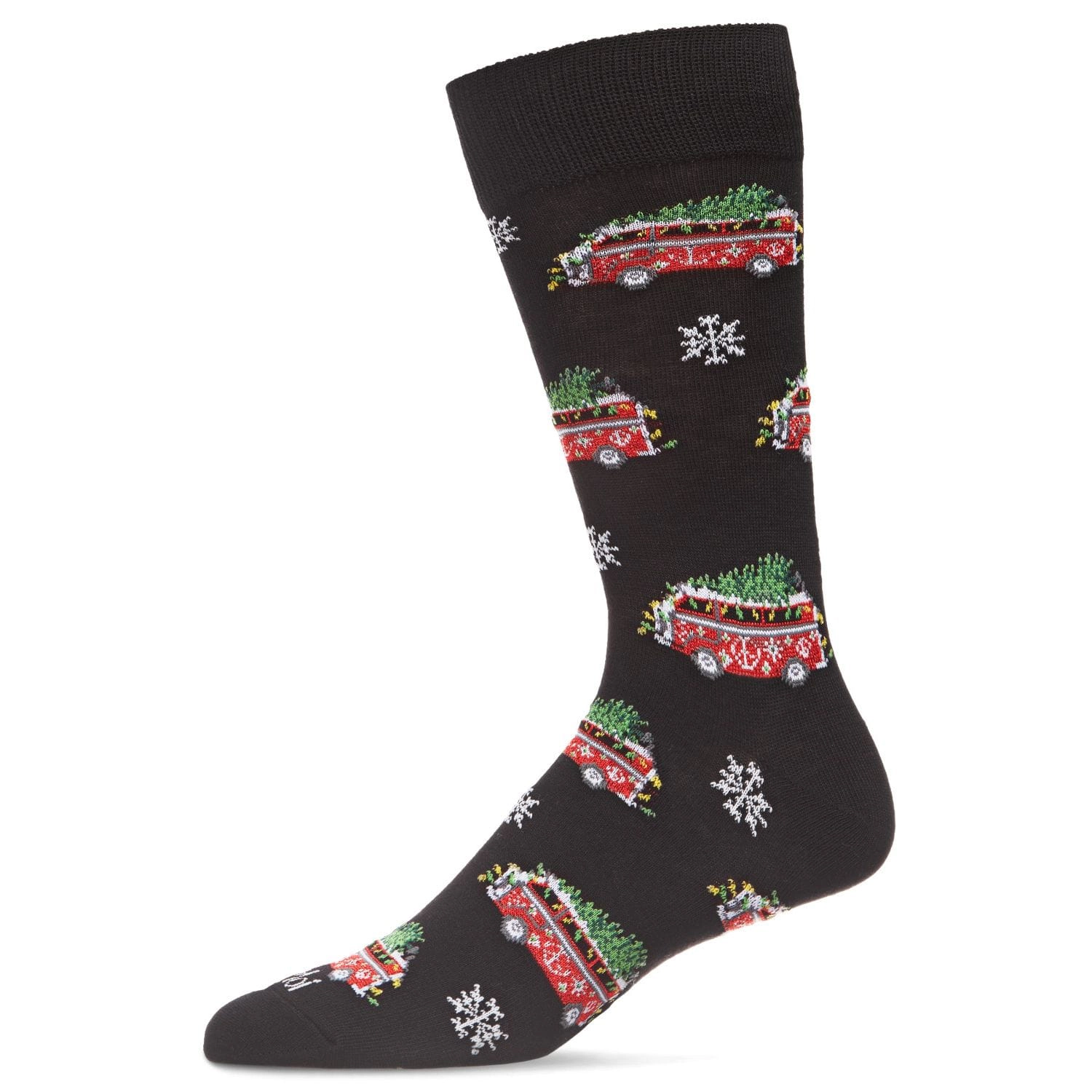 MeMoi Men's Festive Retro Bus Holiday Novelty Crew Socks
