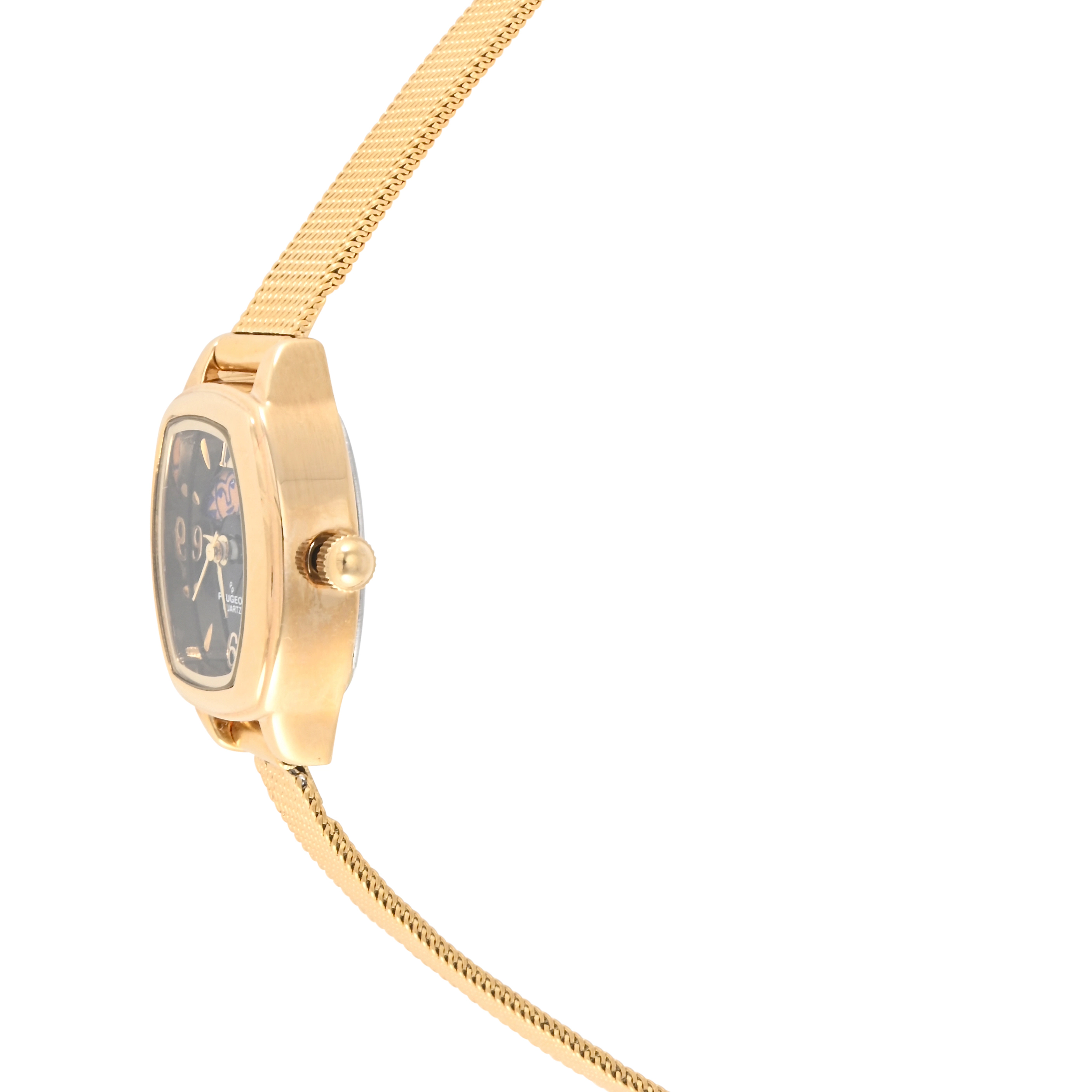 Peugeot Women's Black Dial Sun Moon Watch 30x20mm Mesh Bracelet