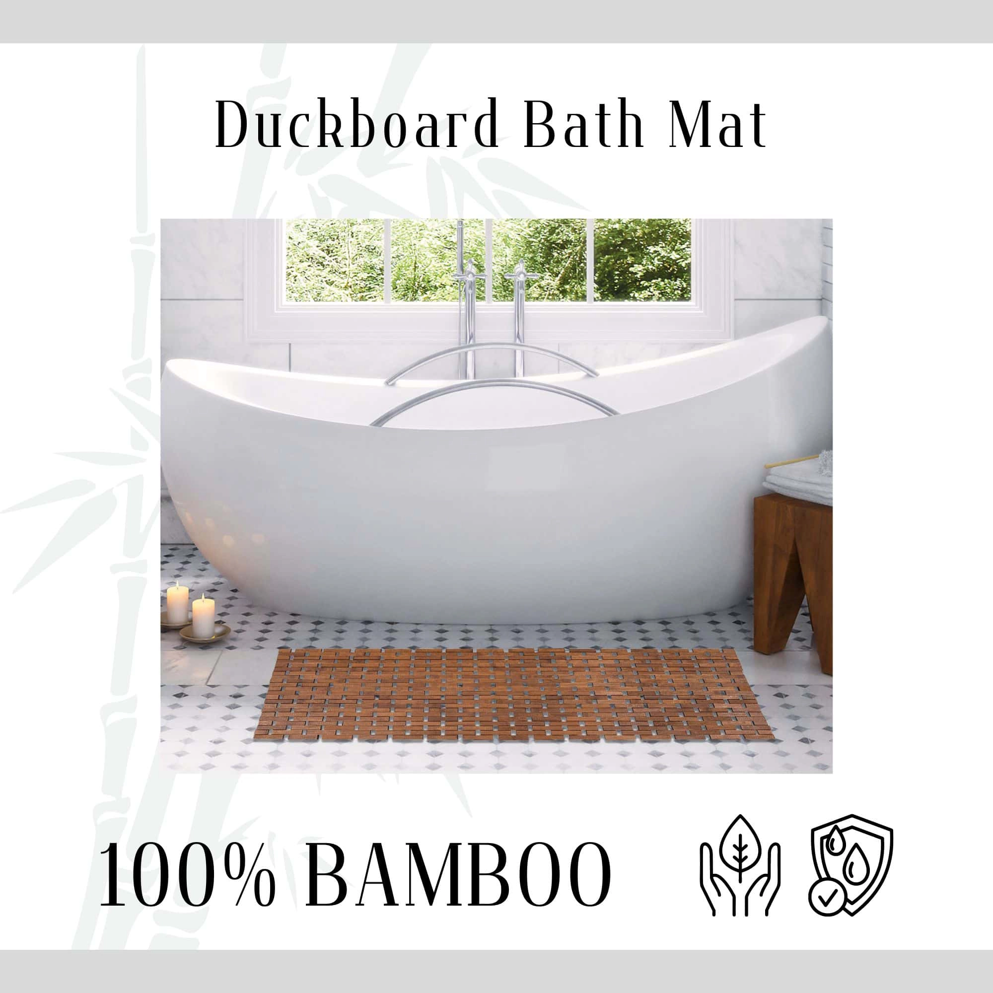 Evideco French Home Goods Bamboo Duckboard Bath Mat, 16 x 40 inches - Natural