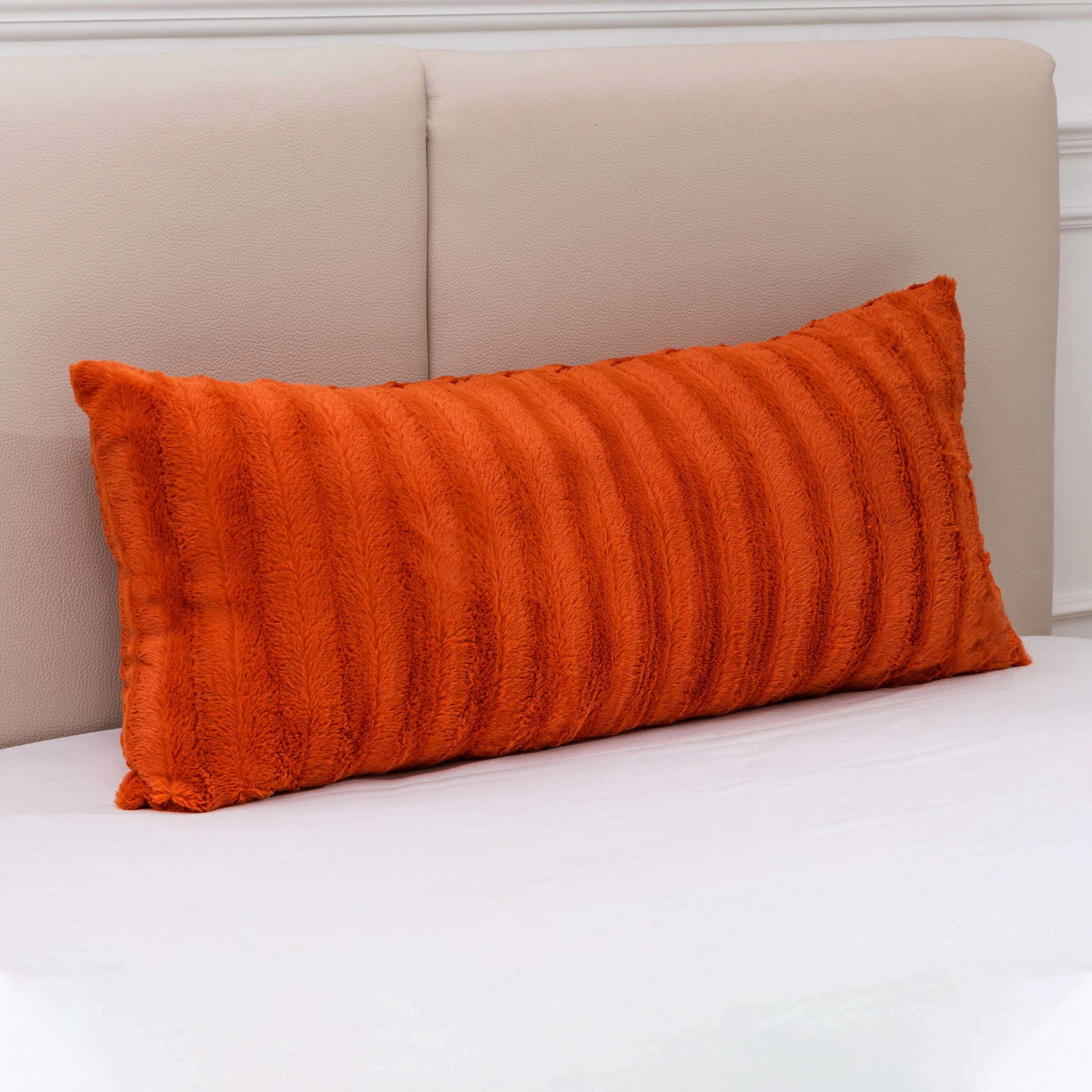 Cheer Collection Faux Fur Long Decorative Body Pillow 18x40