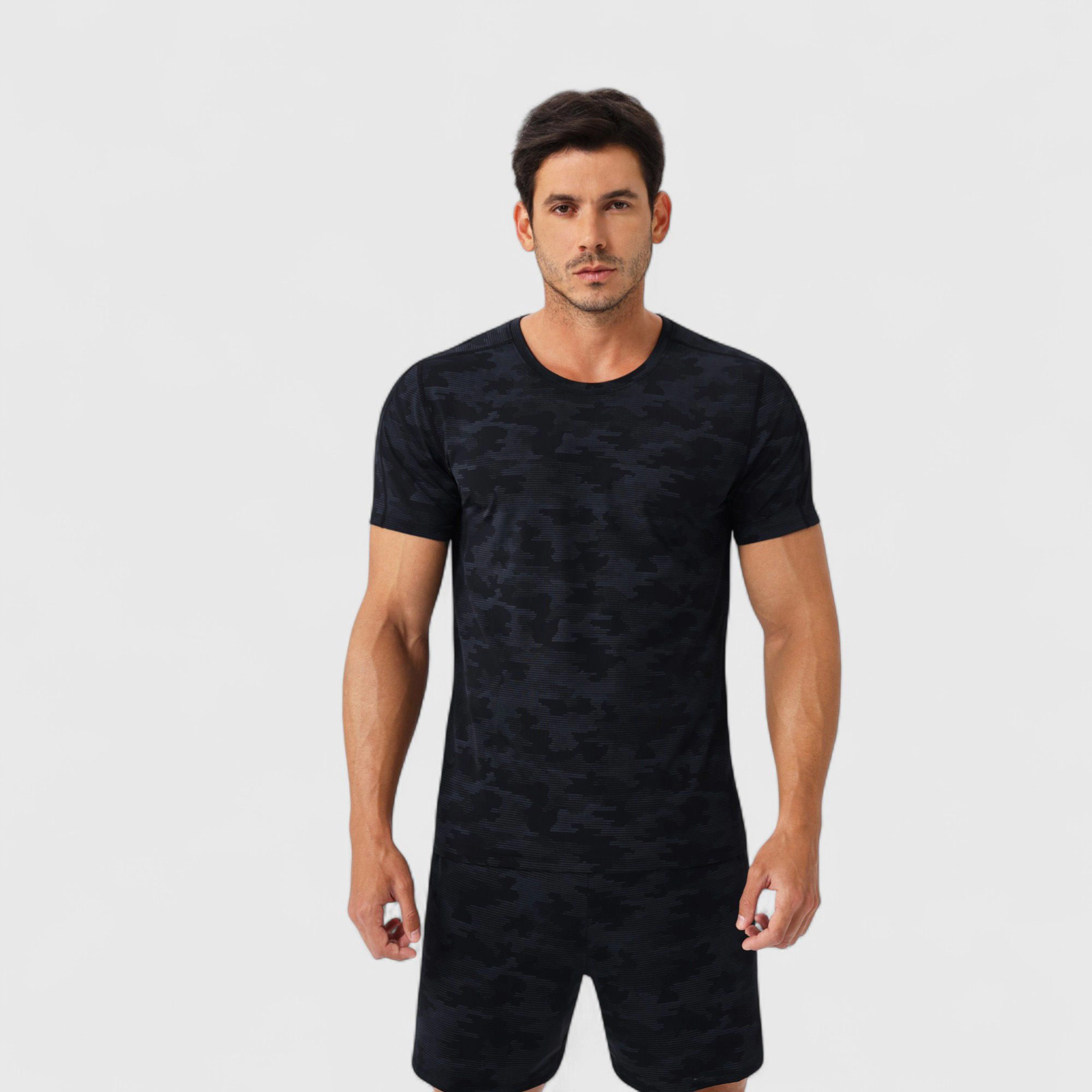 Anna-Kaci Men's Camo Print Short Sleeve Performance Tee with Quick-Dry Lightweight Stretch Fabric