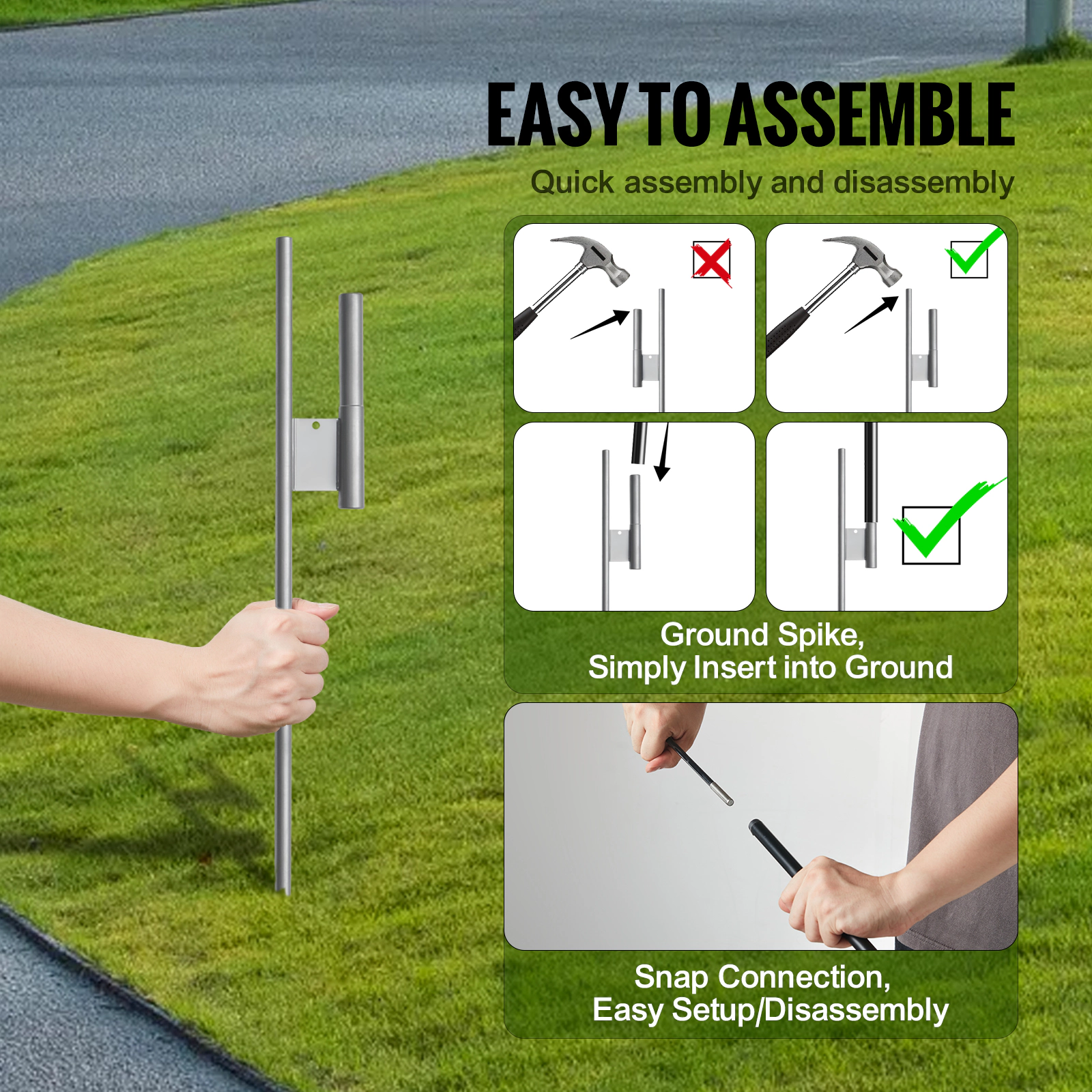 HONGGE Feather Flag Pole Kit Swooper Flag Pole Sign Flag Poles for Business Advertising Flags Outdoor with Ground