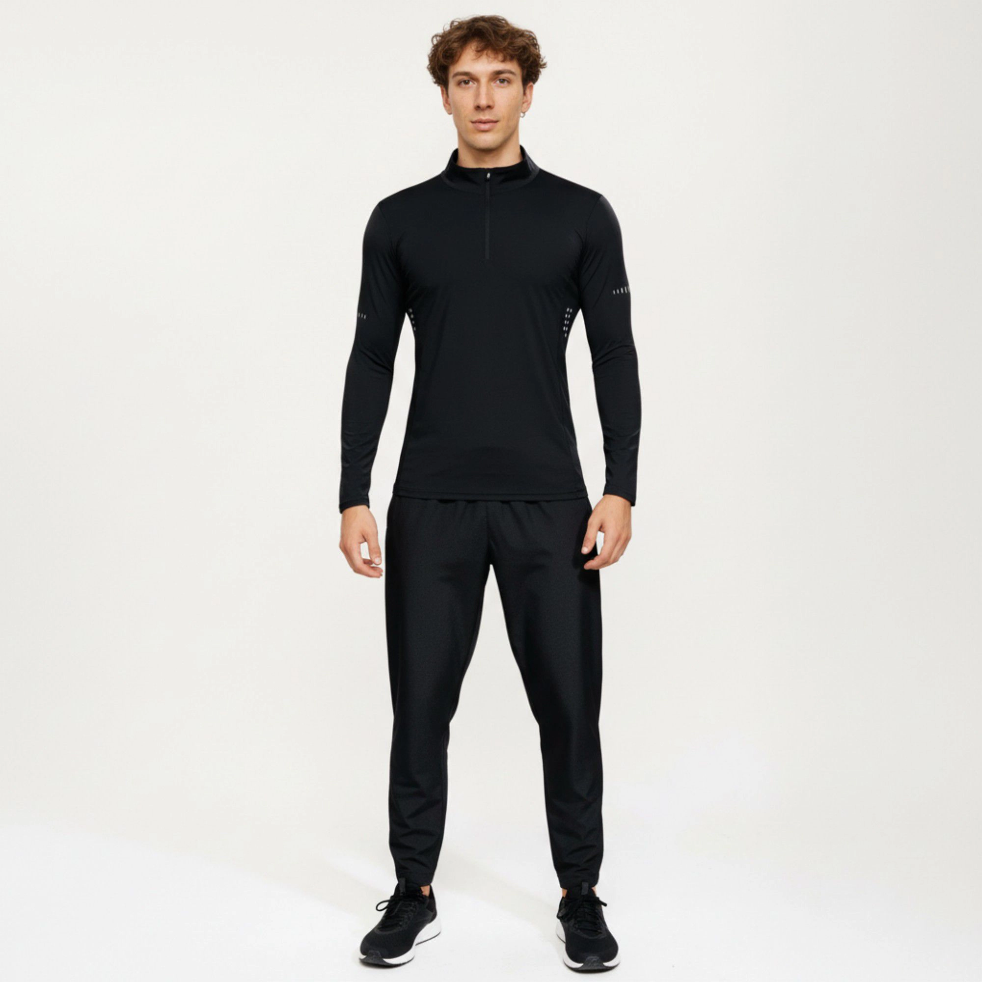 Anna-Kaci Men's Long Sleeve Half-Zip Performance Top with Mock Neck and Stretch Compression Fit