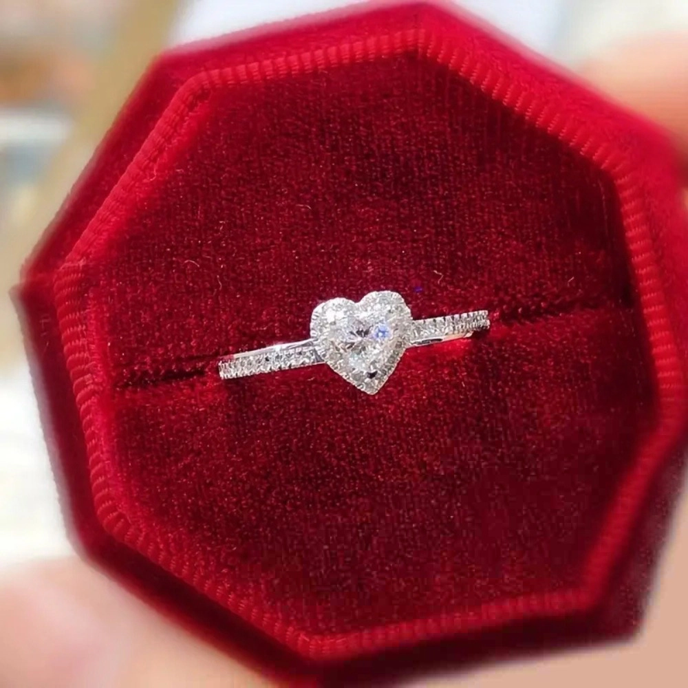 Delicate Heart Love Rings for Women Romantic Proposal Jewelry