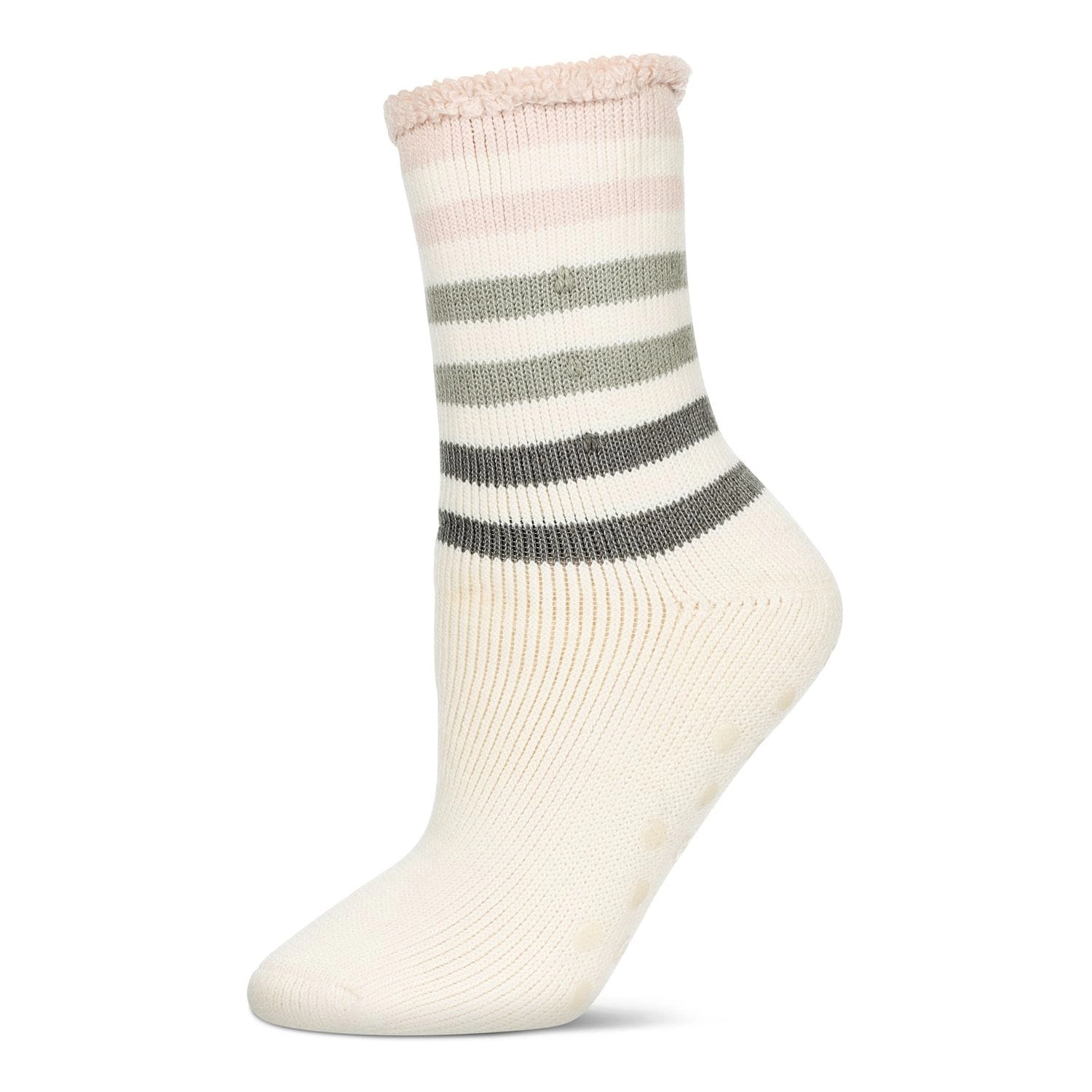 MeMoi Women's Rugby Stripe Cozy Warm Thermal Crew Socks