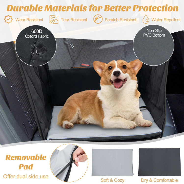 SUGIFT 25 x 21.5-in Black 600D Oxford Dog Car Seat Cover Back Seat Hammock with Mesh Windows and Storage Pocket