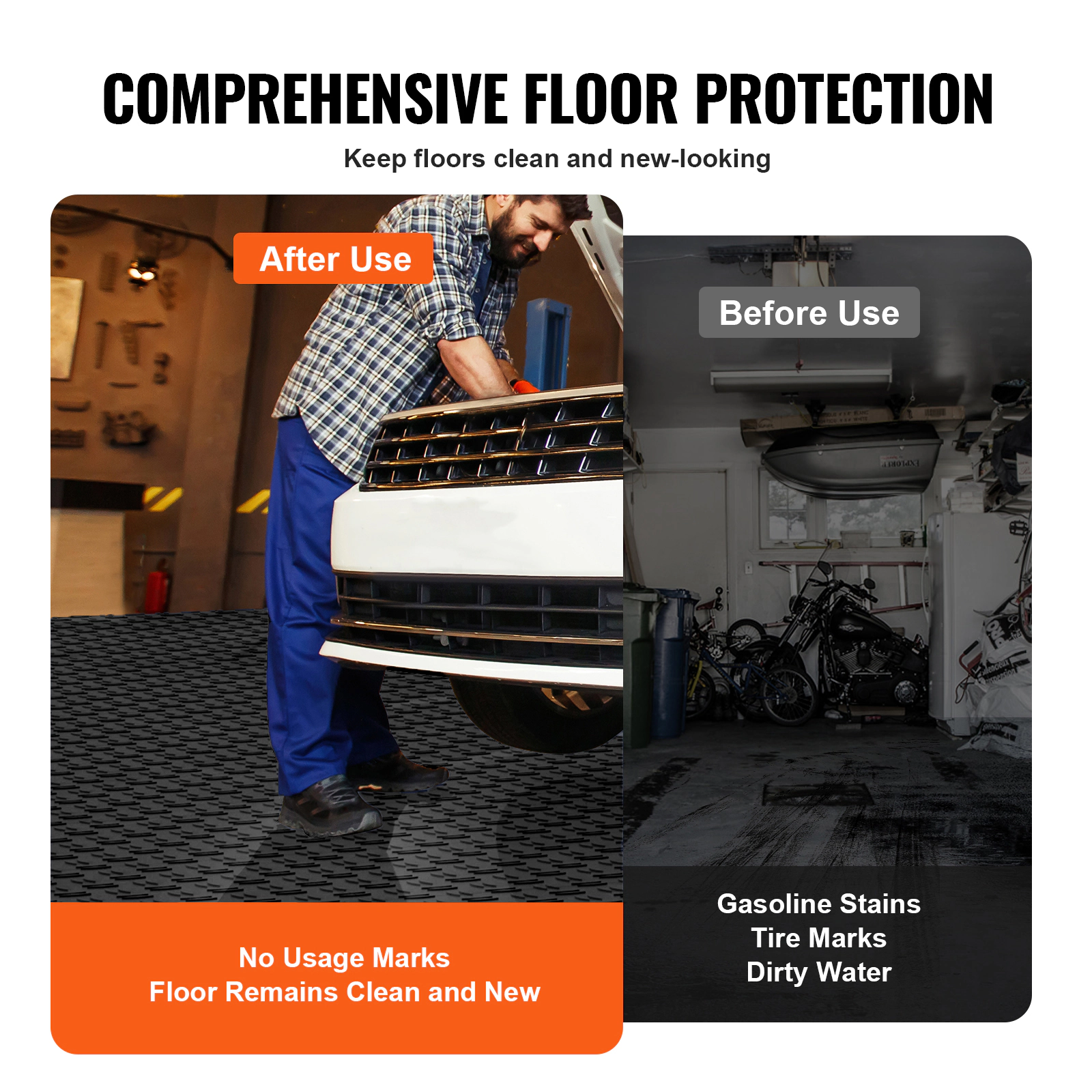 HONGGE Garage Tiles Interlocking 12 x 12 x 0.53 inch Garage Floor Covering Tiles Non-Slip Double-Sided Texture Garage