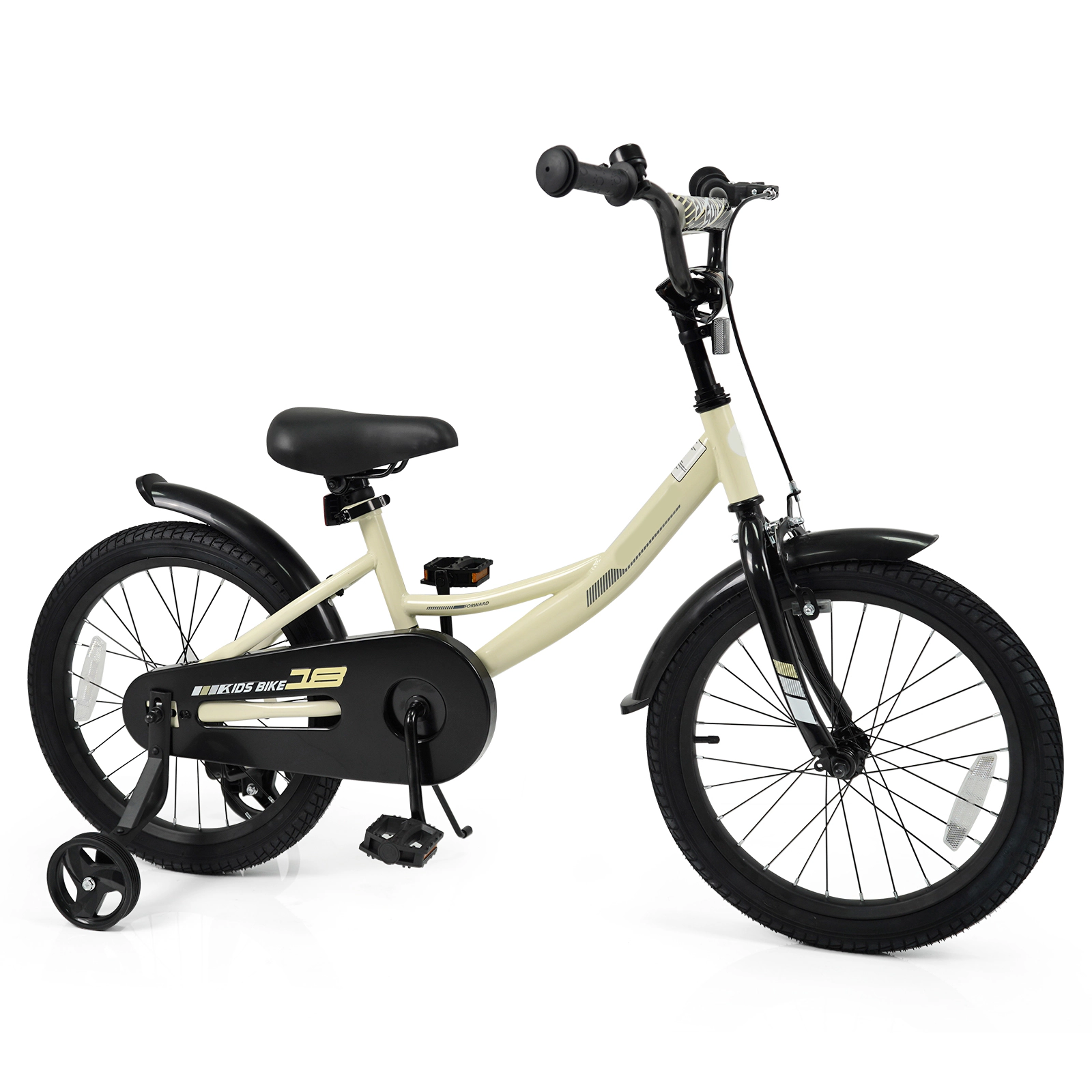 SUGIFT Adjustable Kids Sport Bicycle with Removable Training Wheels 145-lb Capacity Ages 4-8 Beige/Black/Blue/Pink