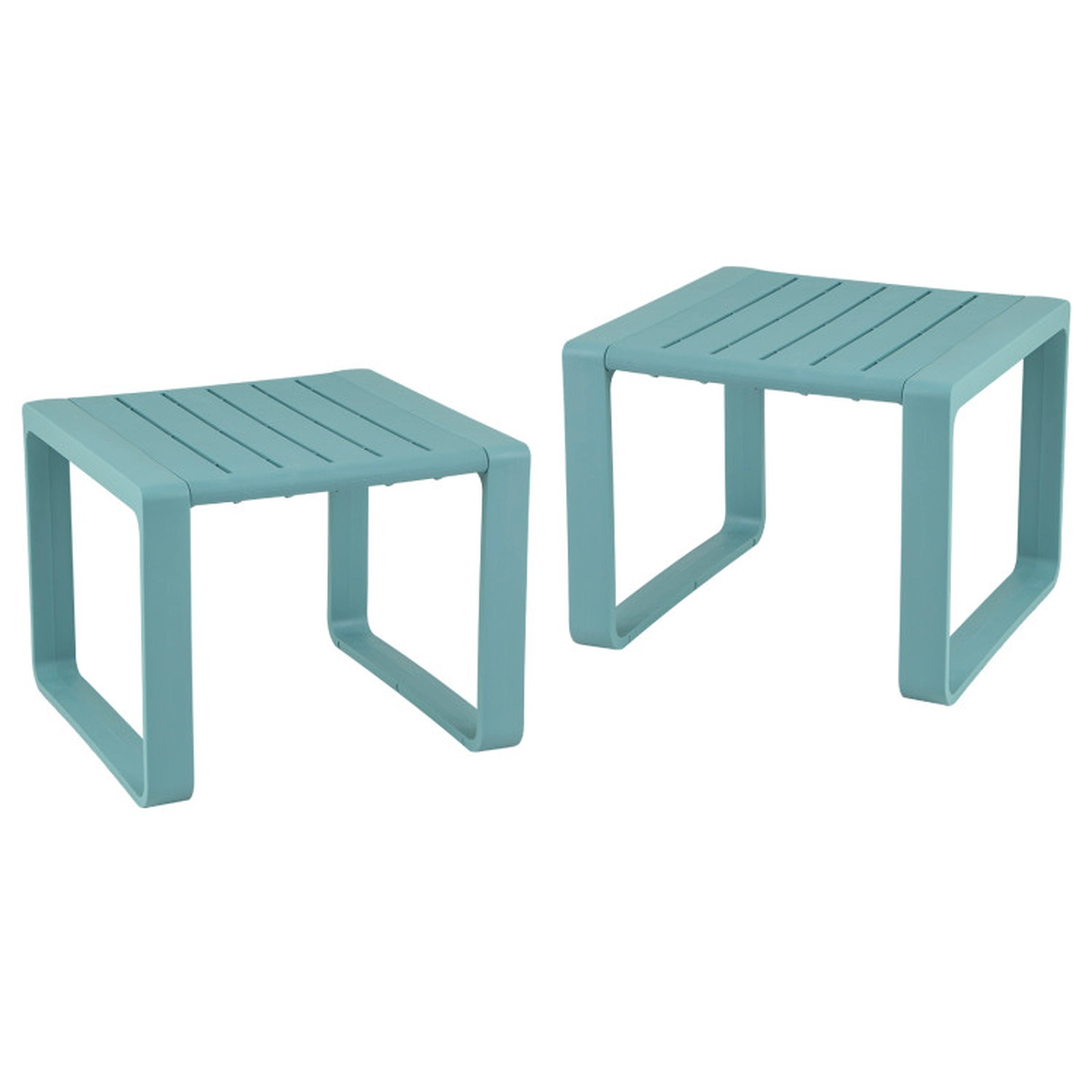 SUGIFT Weather Resistant Adirondack Outdoor Side Tables Set of 2 66-lb Capacity Blue/White