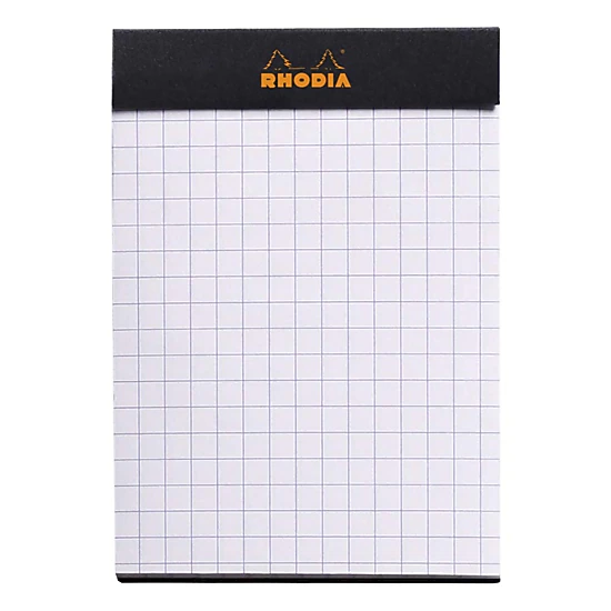 Rhodia Staplebound Notepad - Graph 80 Sheets - 3 x 4 - Black Cover