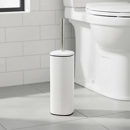 Evideco French Home Goods Square Metal Toilet Brush and Holder Set