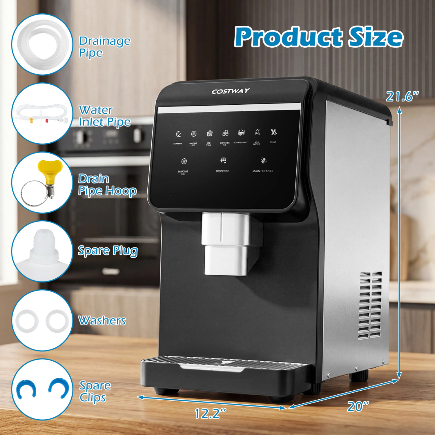 LJG Nugget Ice Maker with Self Dispensing 80 LBS per Day Chewable Pellet Ice Machine