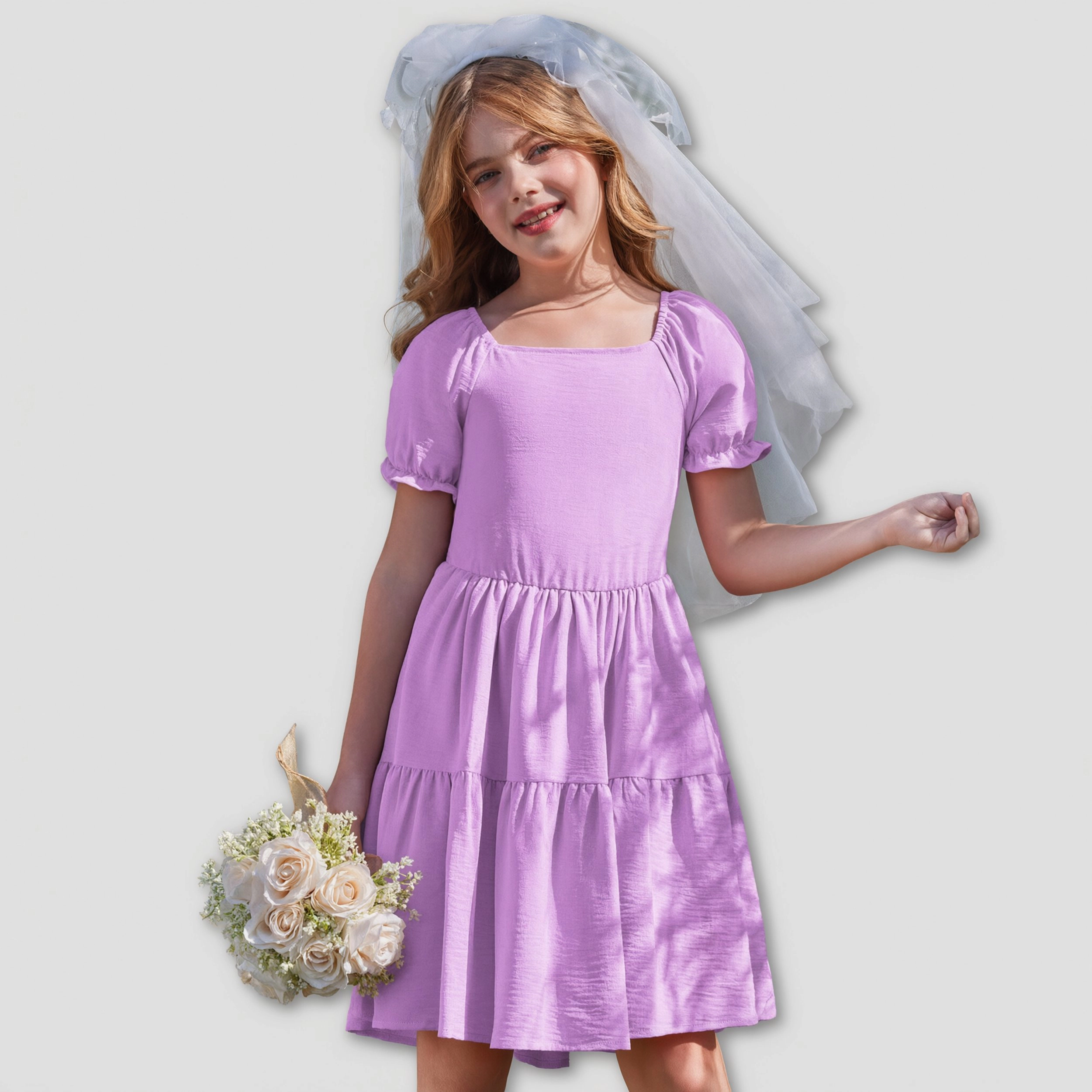 Arshiner Little Girl Summer Dresses Tie Back Beach Easter Casual Girls Midi Twirly Dress