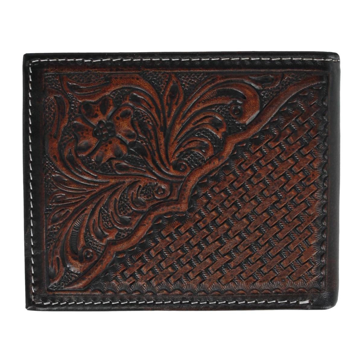 American Bison Men's Hand Tooled Leather Bifold Wallet