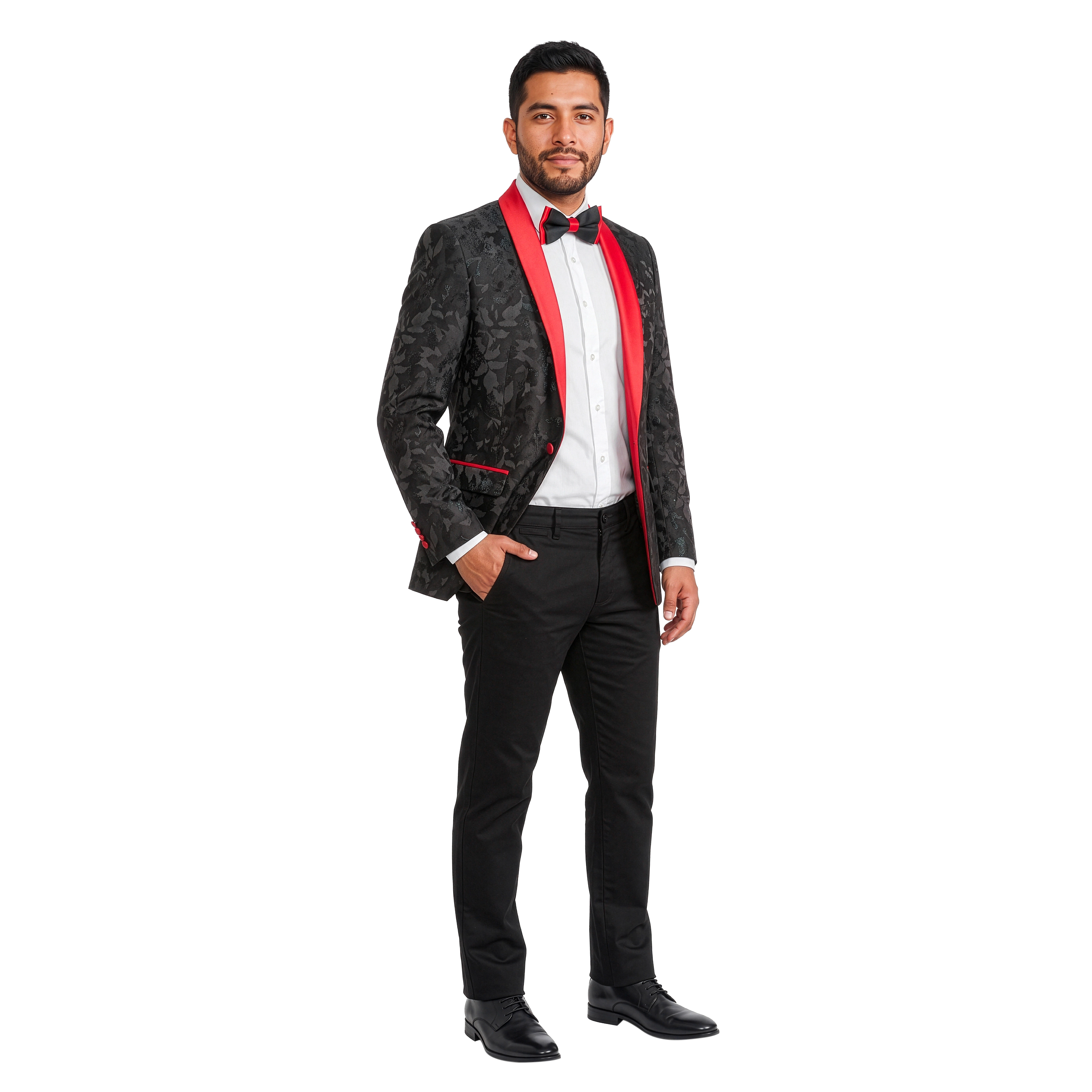 Tazzio Mens Floral Slim Fit Tuxedo Jacket, Includes Bowtie