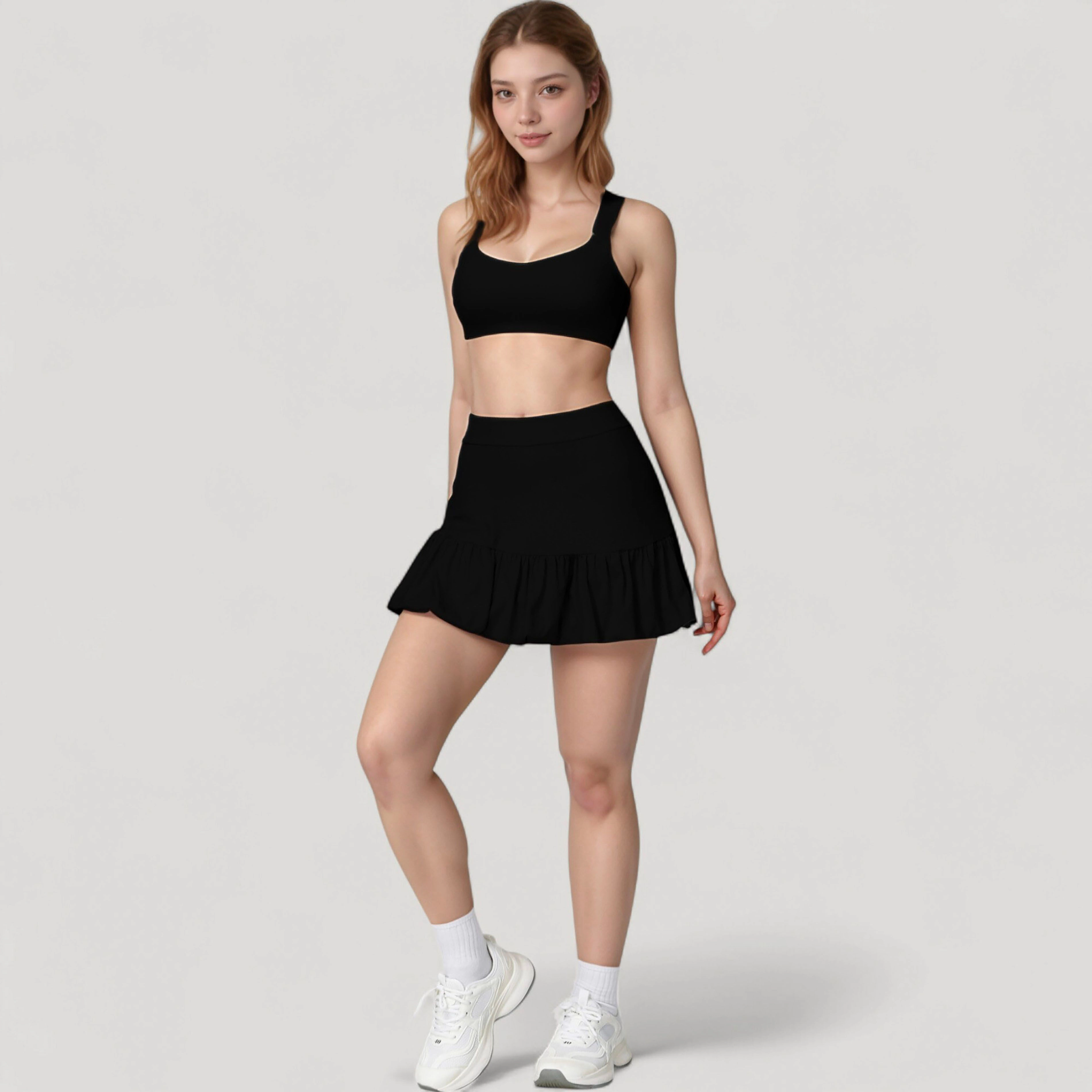 Anna-Kaci Women's Ruffle Hem High-Waist Skort Built-In Shorts Stretch Waistband Flowy Lightweight Design