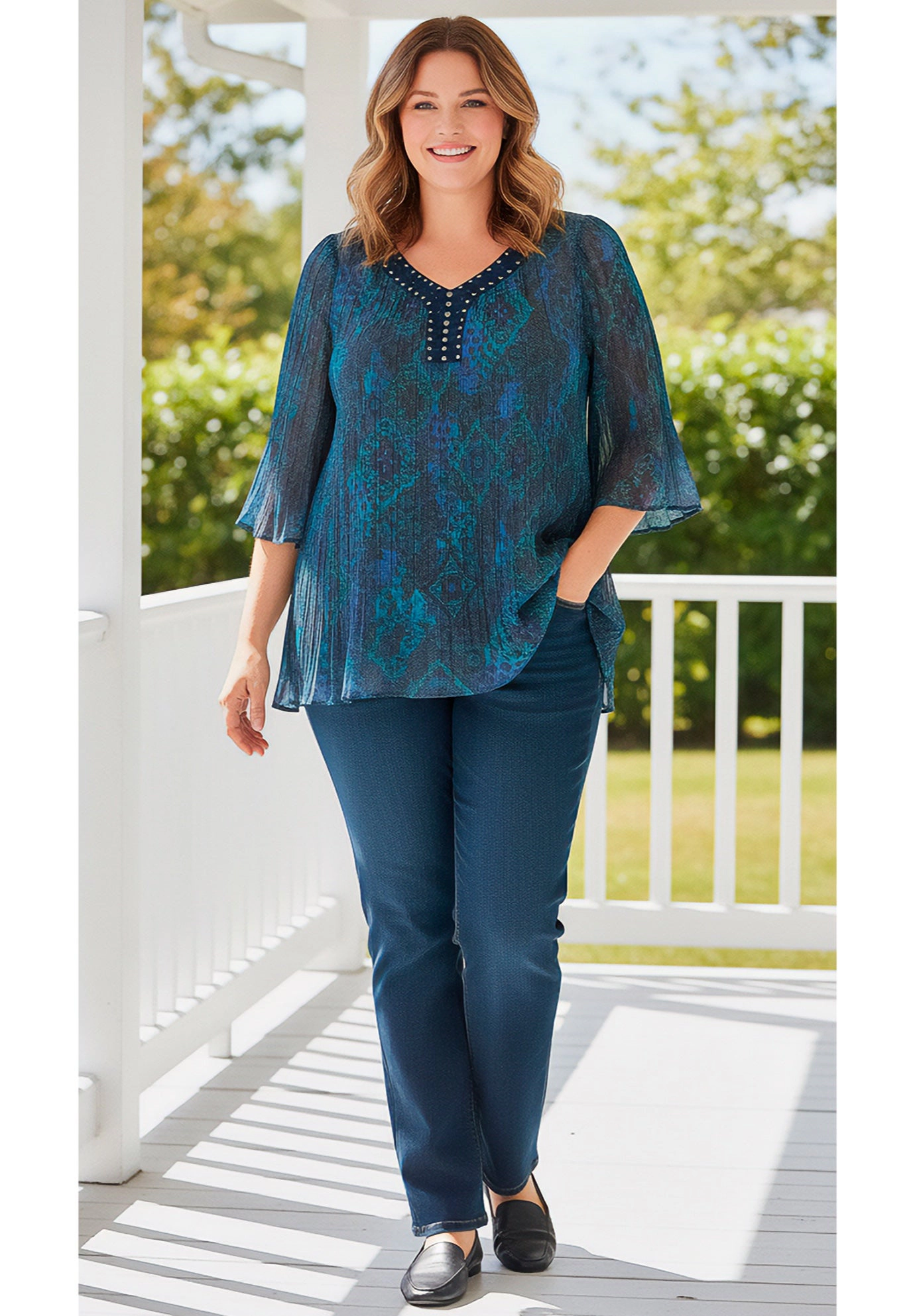Woman Within Plus Stretch Straight-Leg Clean Jeans