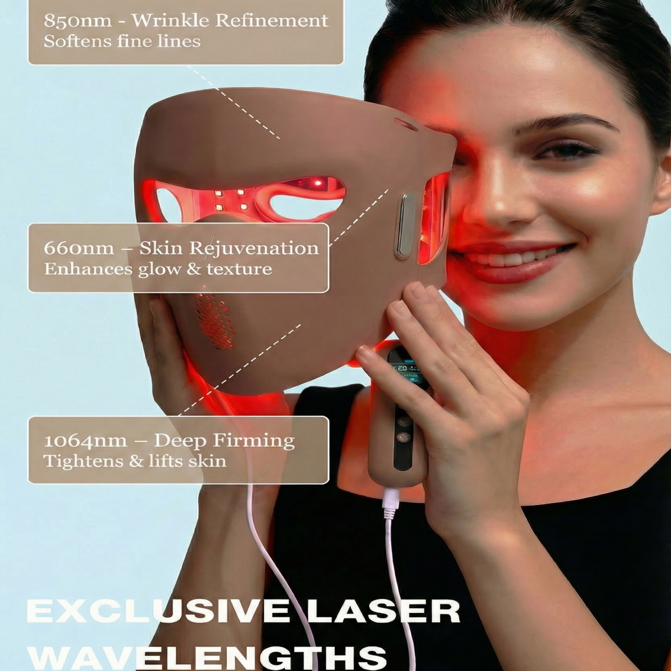 Lovery 4D Laser Light Therapy Face Mask - 8 x More powerful than LED - Professional At-Home Skin Rejuvenation