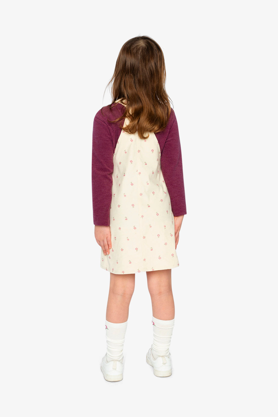 Deux par Girls Floral Print Corduroy Overall Dress
