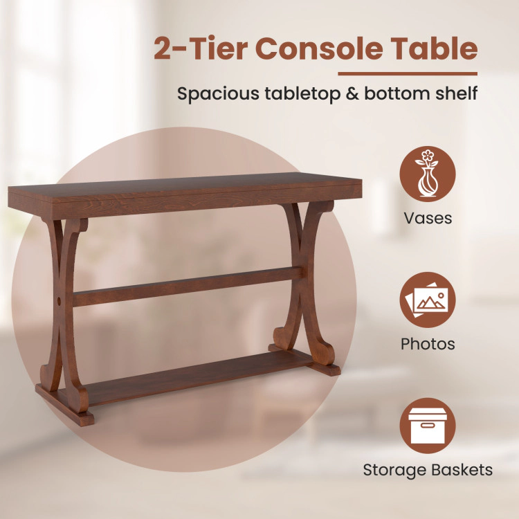 Hivvago Elegant Narrow Hallway Table with Open Shelf and 52-Inch Length