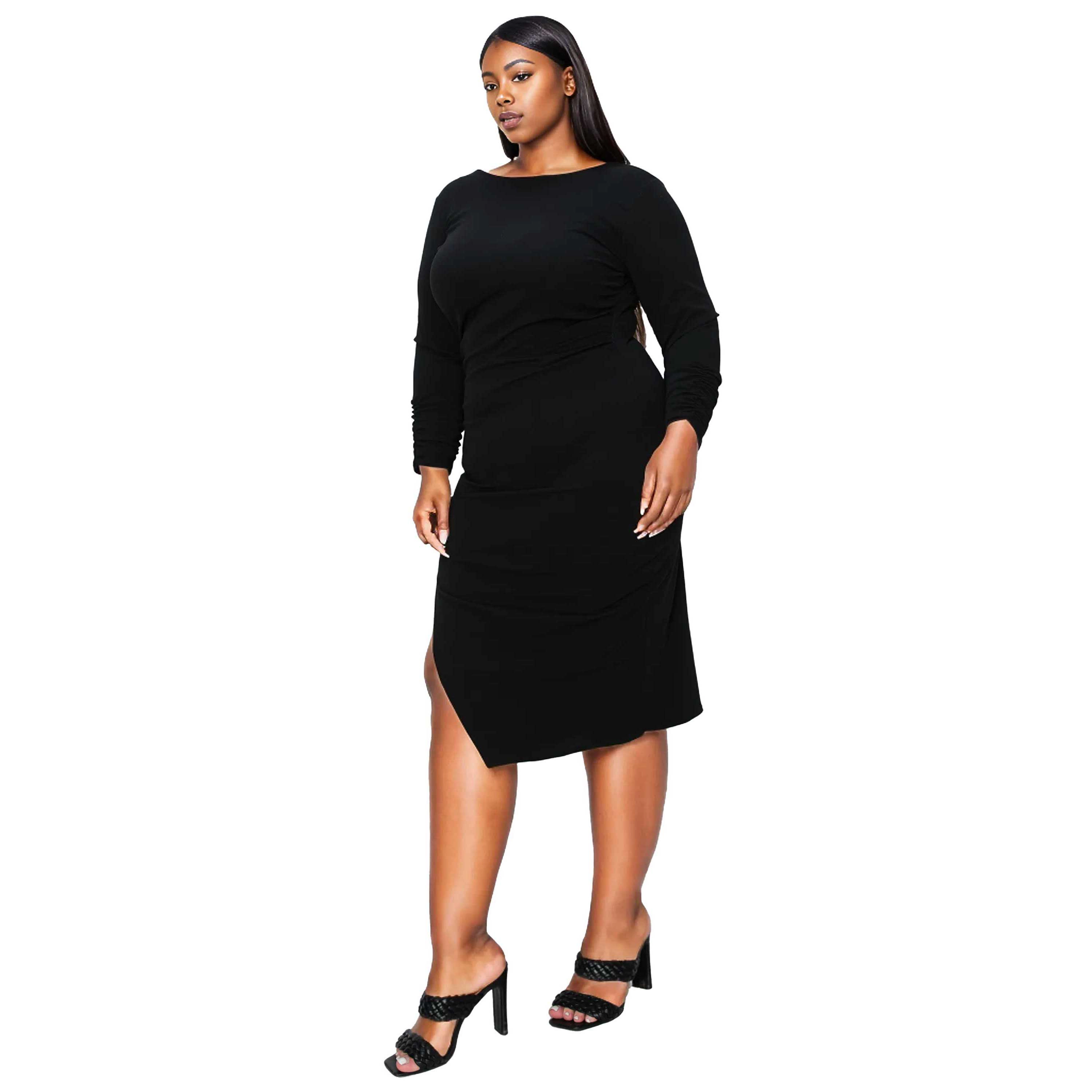 L I V D Women's Plus Size Bianca Open Back Slit Dress