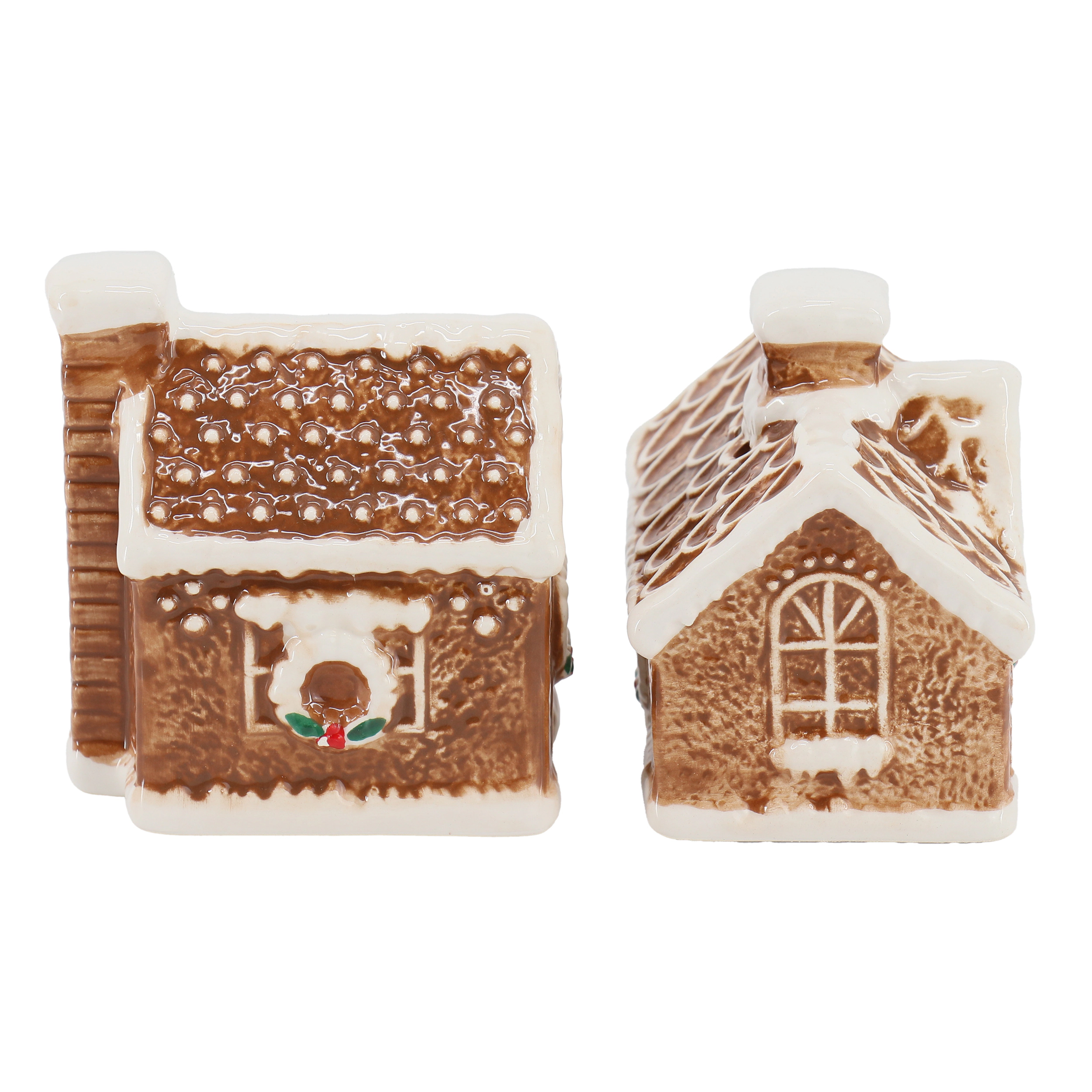 Martha Stewart Ceramic Gingerbread House Salt and Pepper Shaker Set in Brown