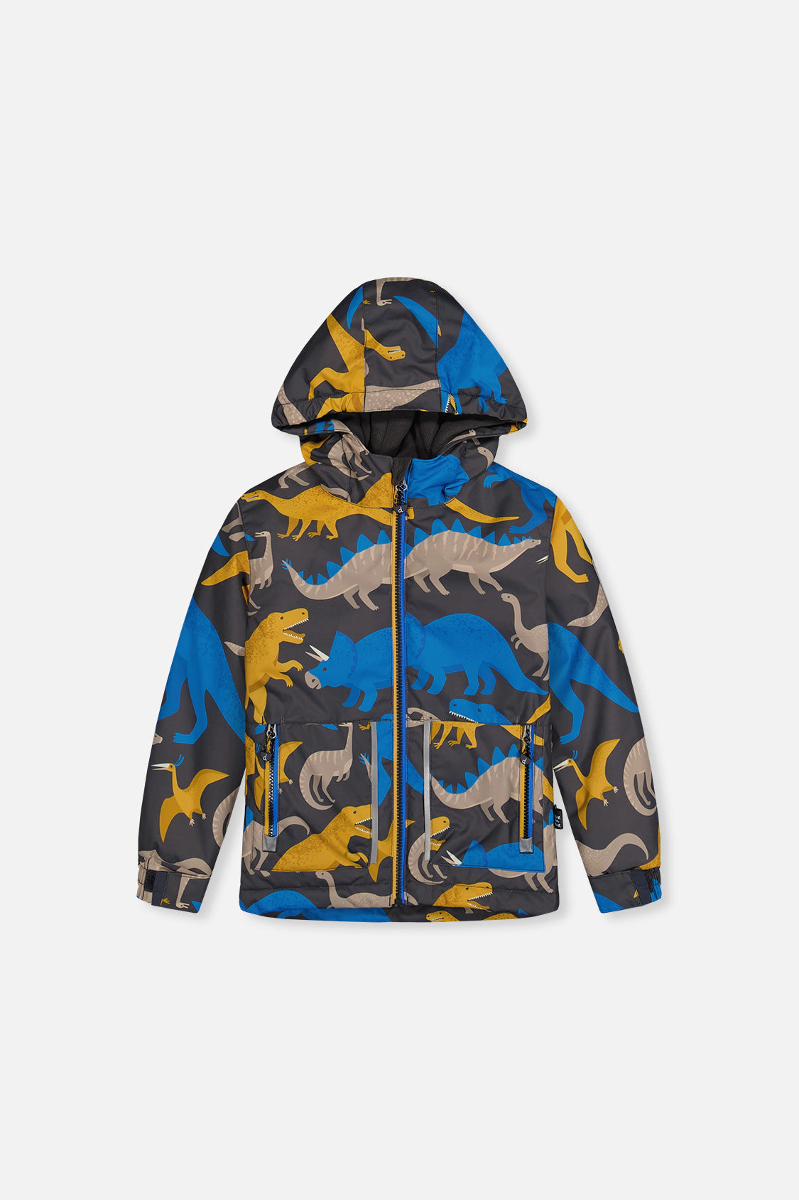 Deux par Deux Boys Dinosaur Print Lightweight Two Piece Snowsuit with Hooded Jacket and Snow Pants