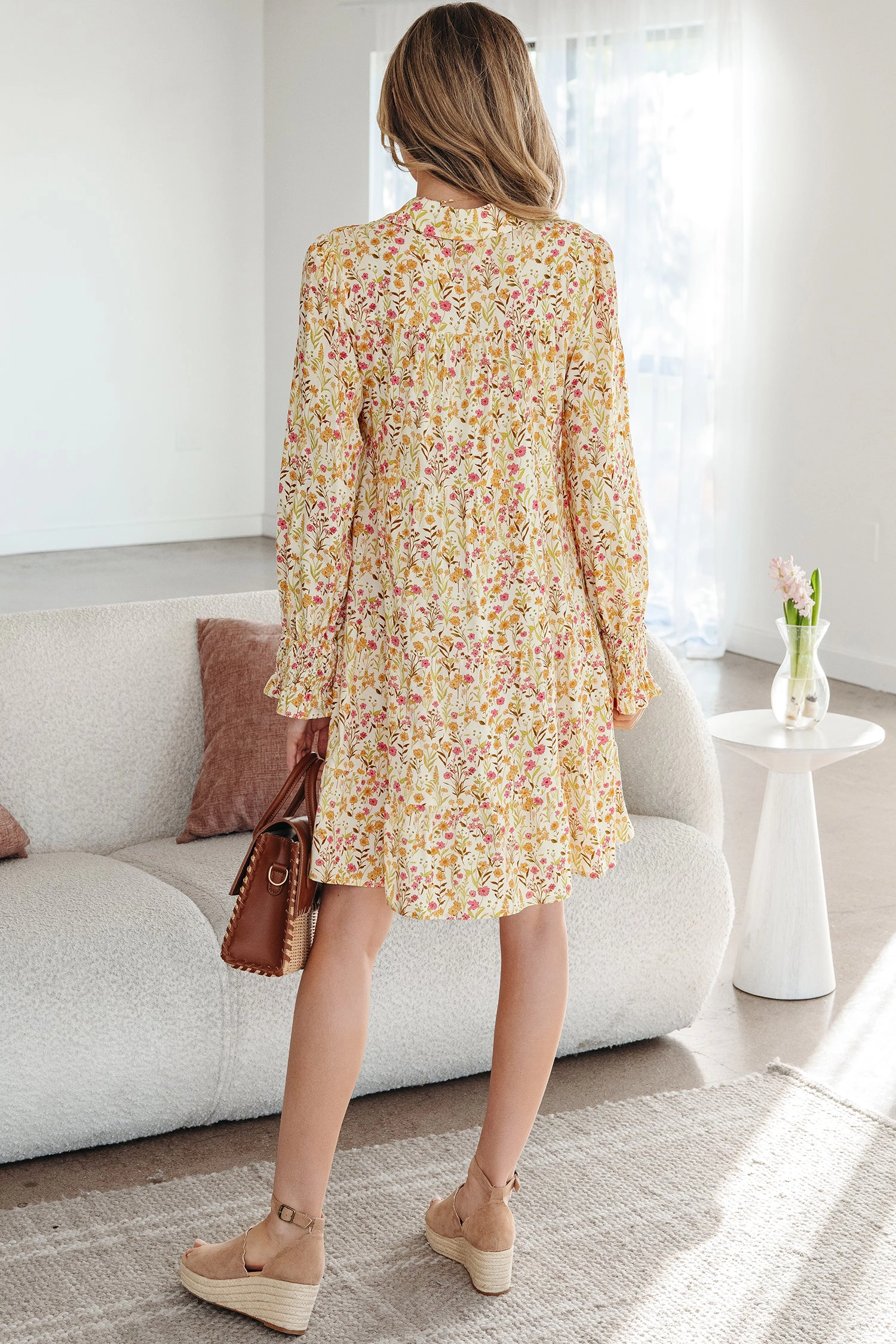 Threaded Pear Women's Kaiya Loose Shirt Dress Long Sleeve