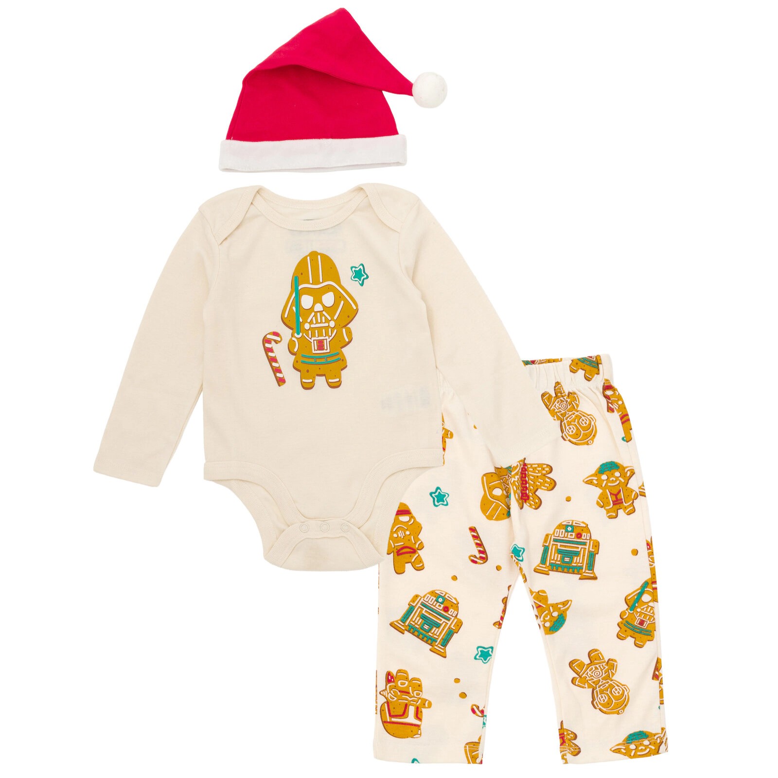 Star Wars Darth Vader Baby Boys' Christmas Bodysuit Pants and Hat Set