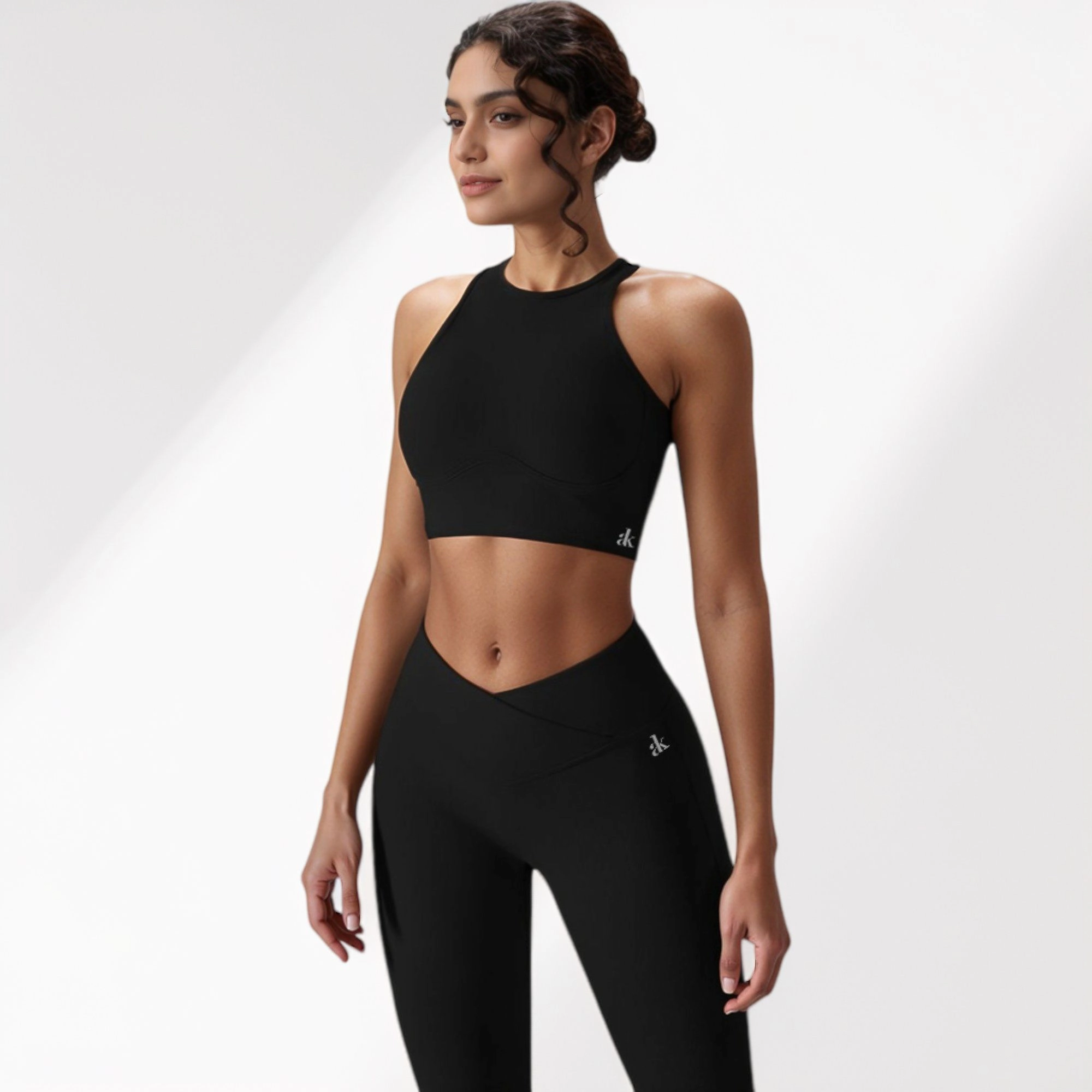 Anna-Kaci Women's High Neck Racerback Sports Crop Top with Seamless Compression Fit